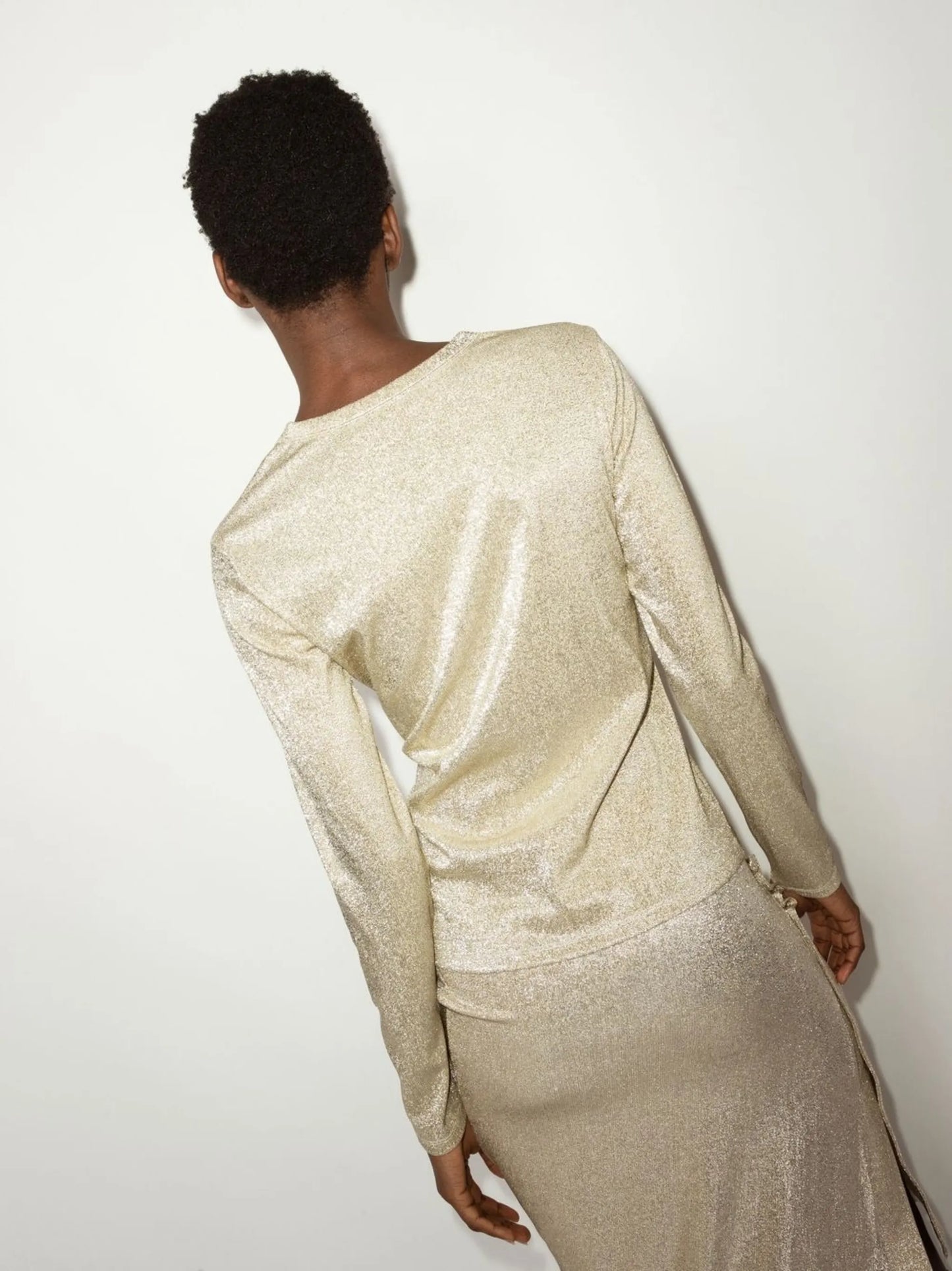asymmetric metallic T-shirt