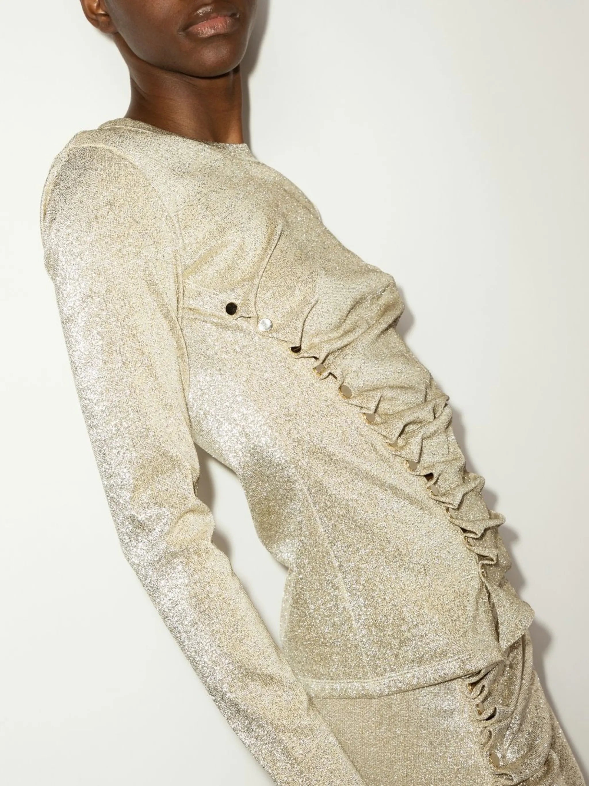 asymmetric metallic T-shirt
