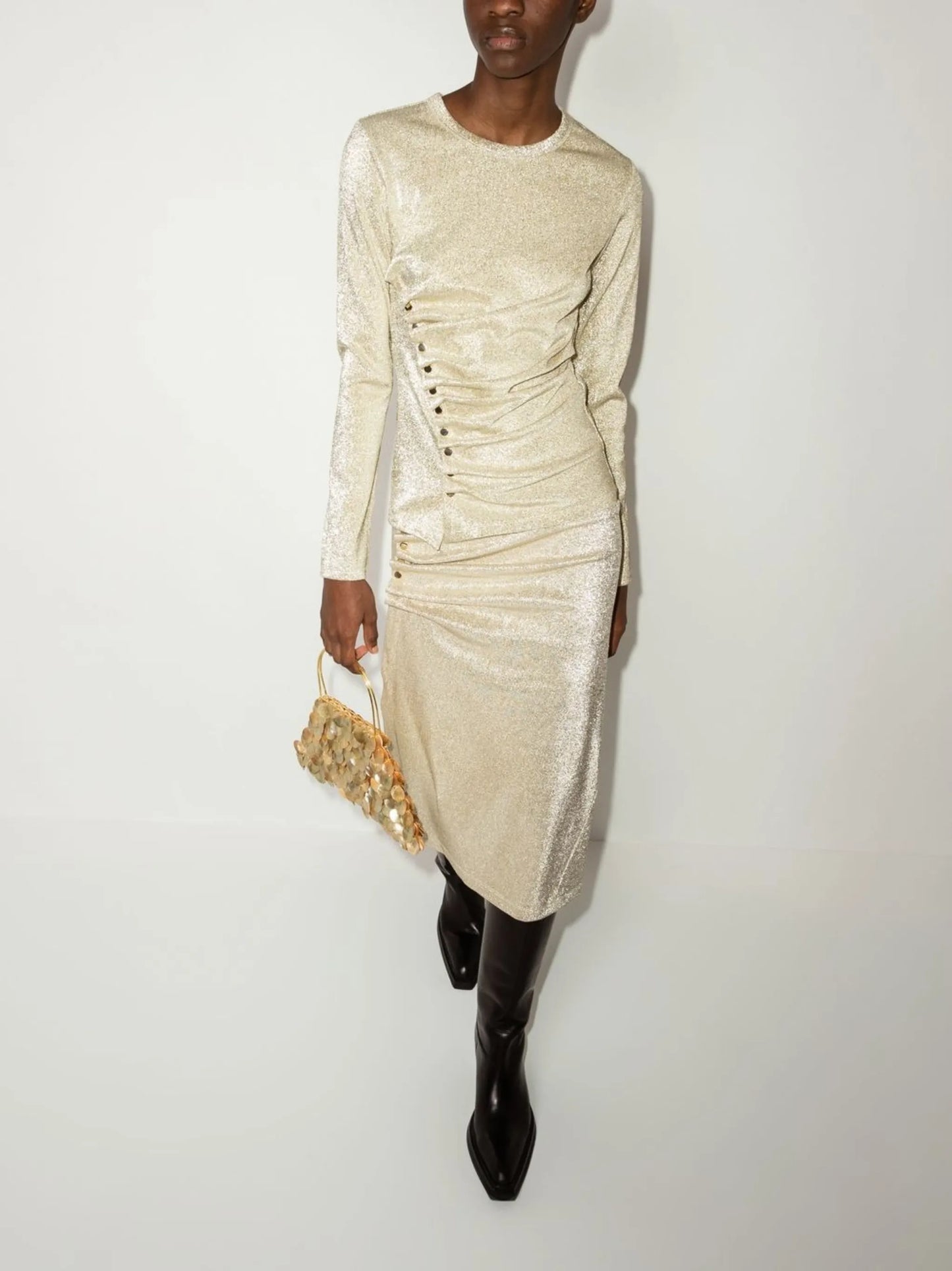 asymmetric metallic T-shirt