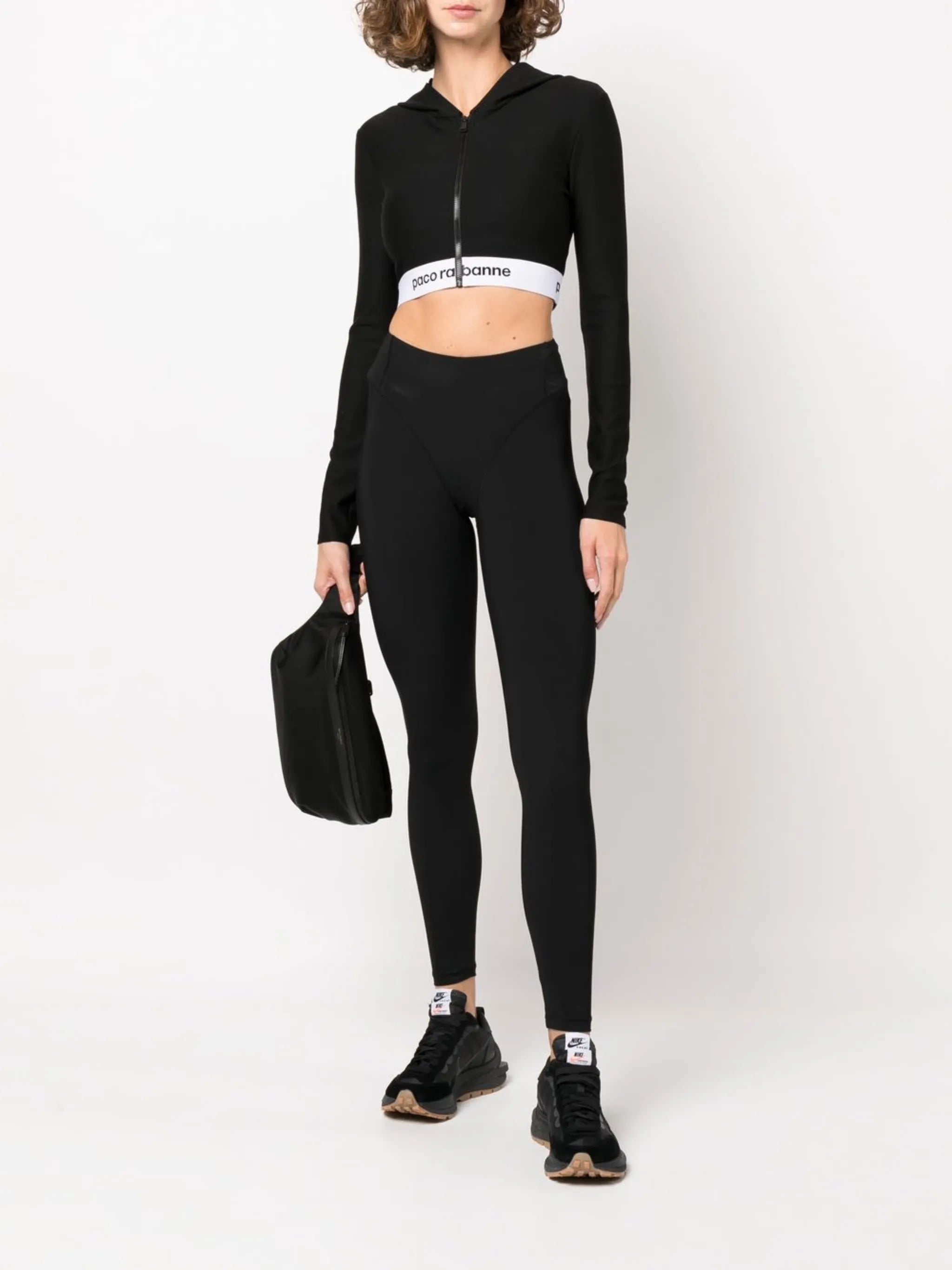 cropped logo-band hoodie