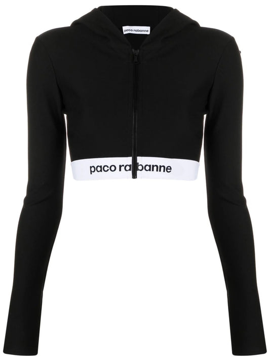 cropped logo-band hoodie