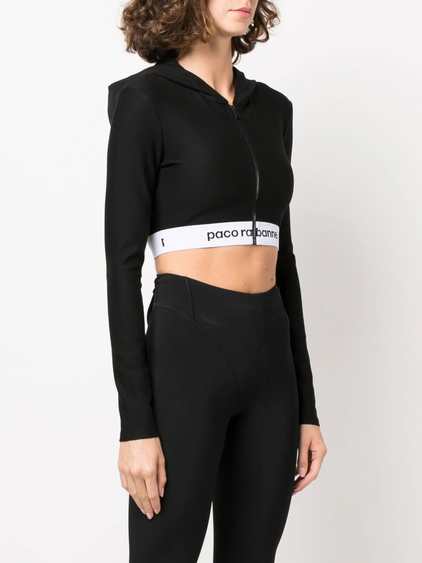 cropped logo-band hoodie
