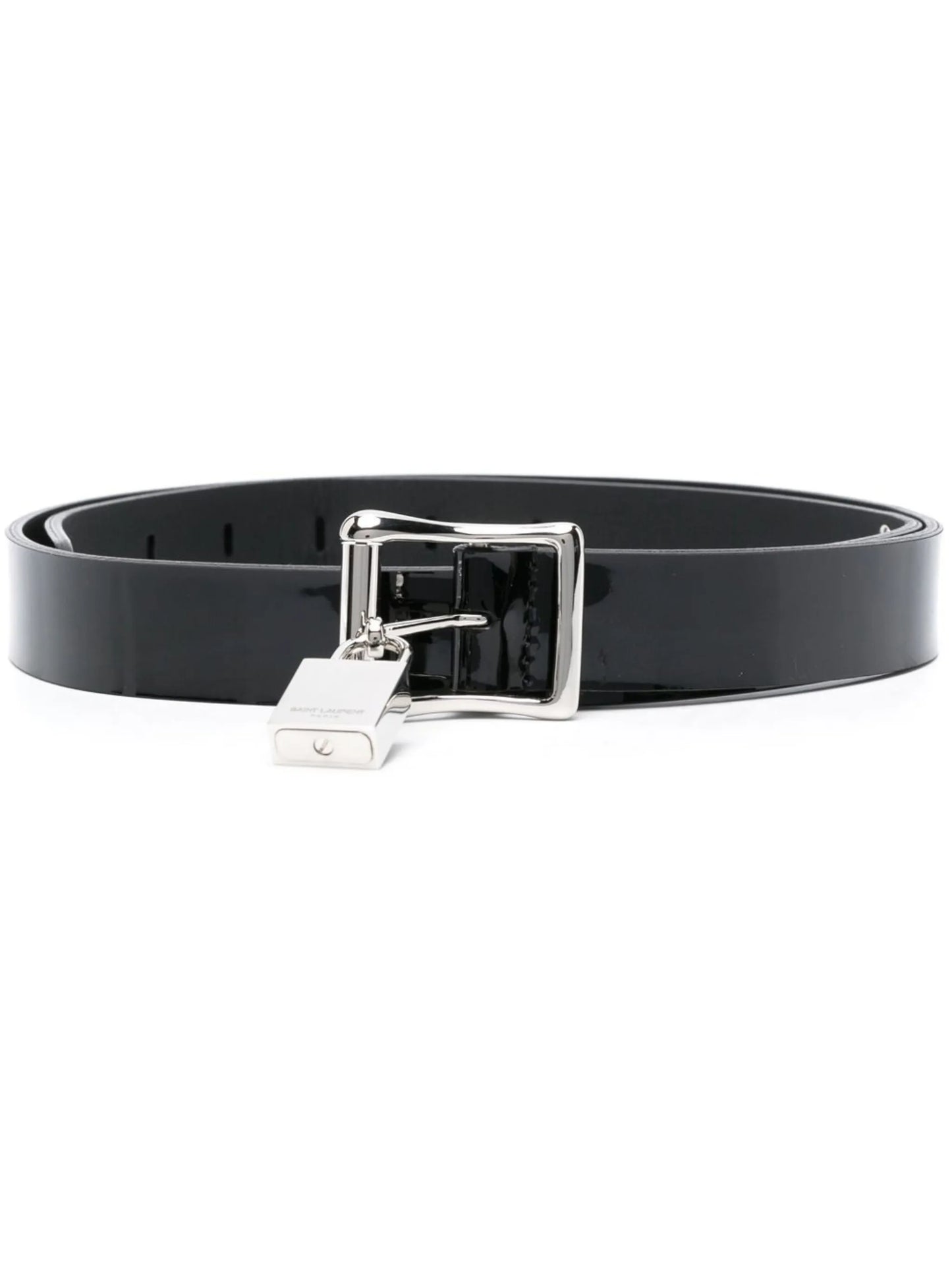 patent leather padlock leather belt