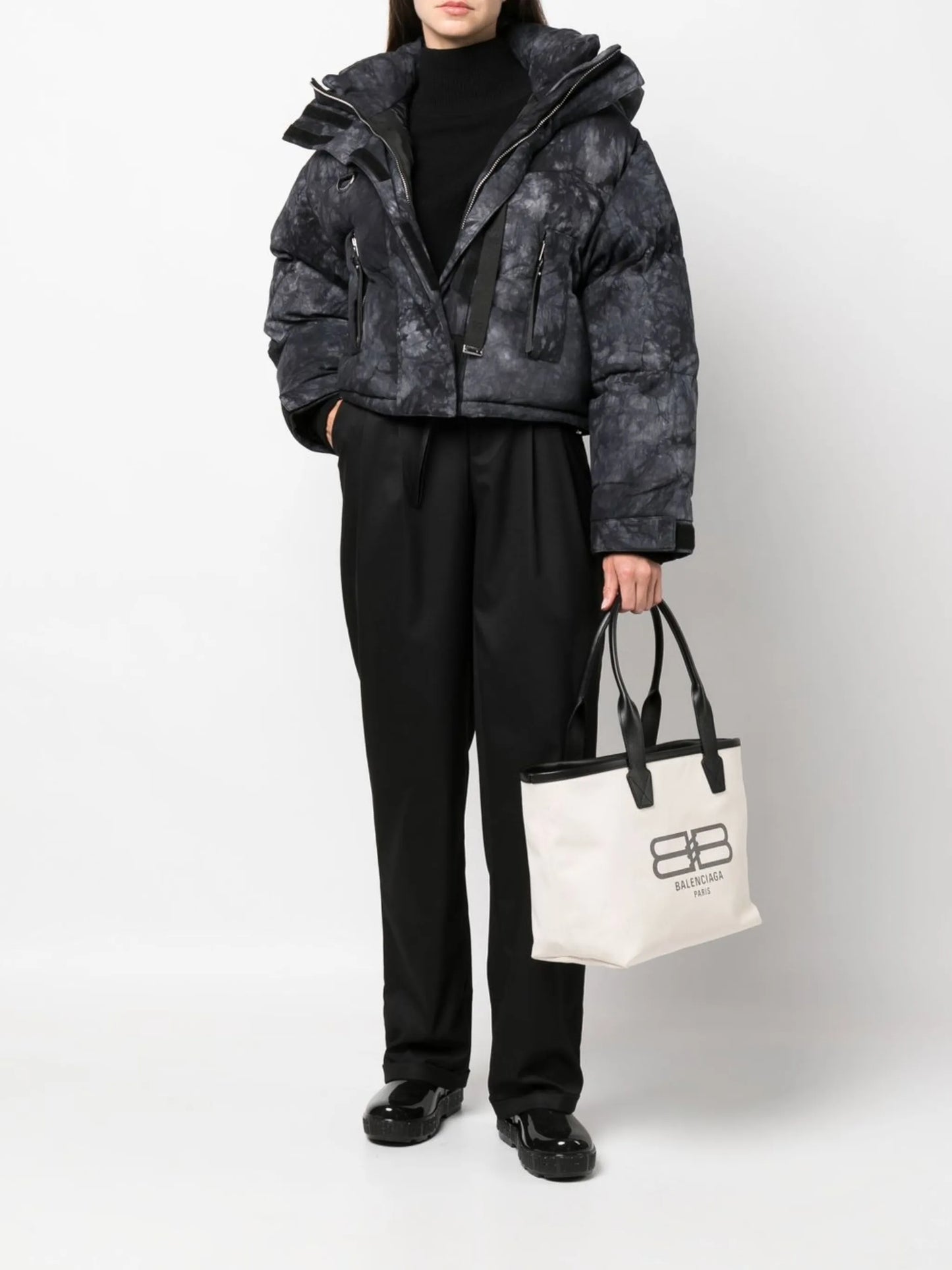 Willow faded-print cropped puffer jacket