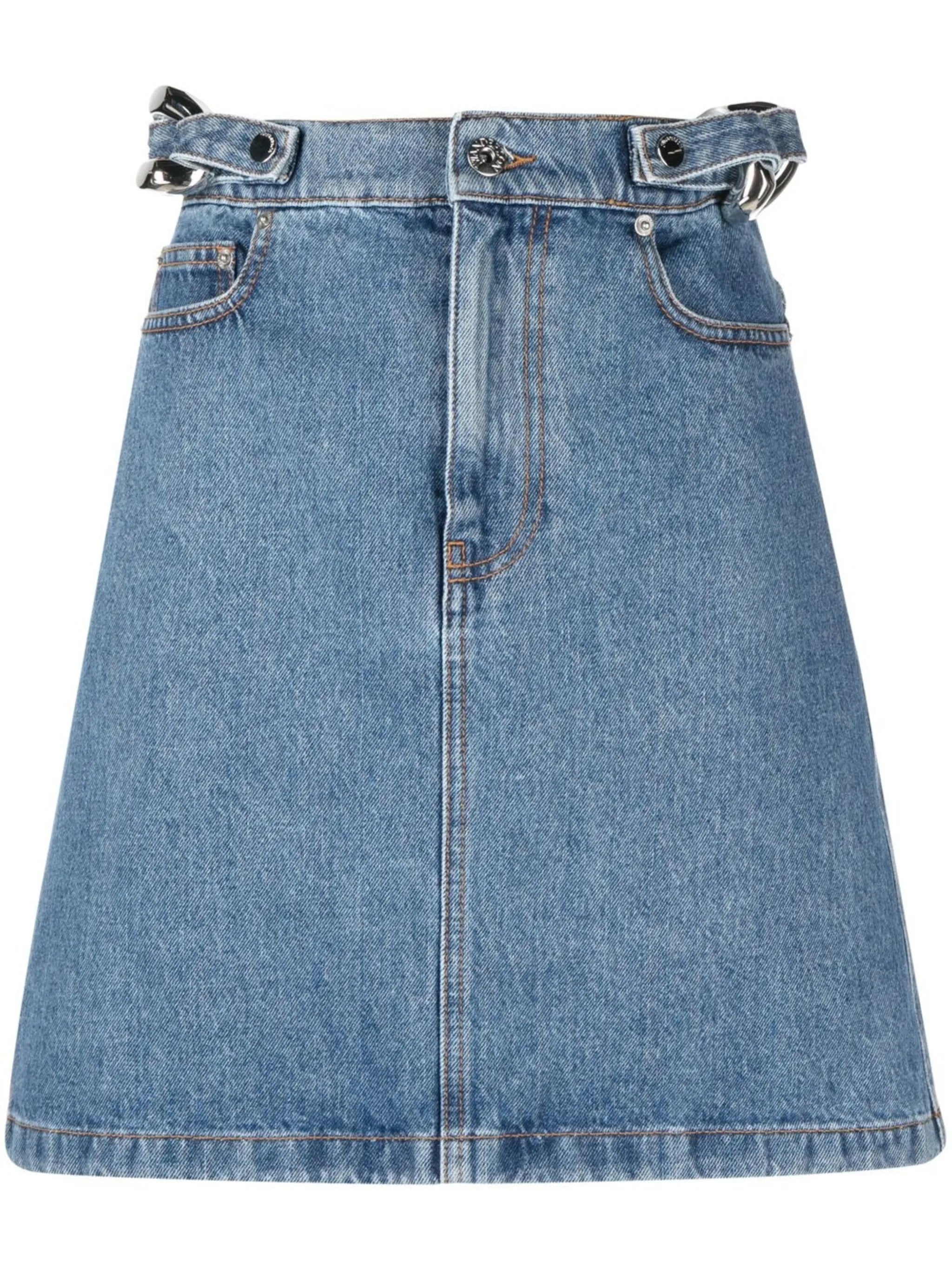 chain-link detail denim skirt