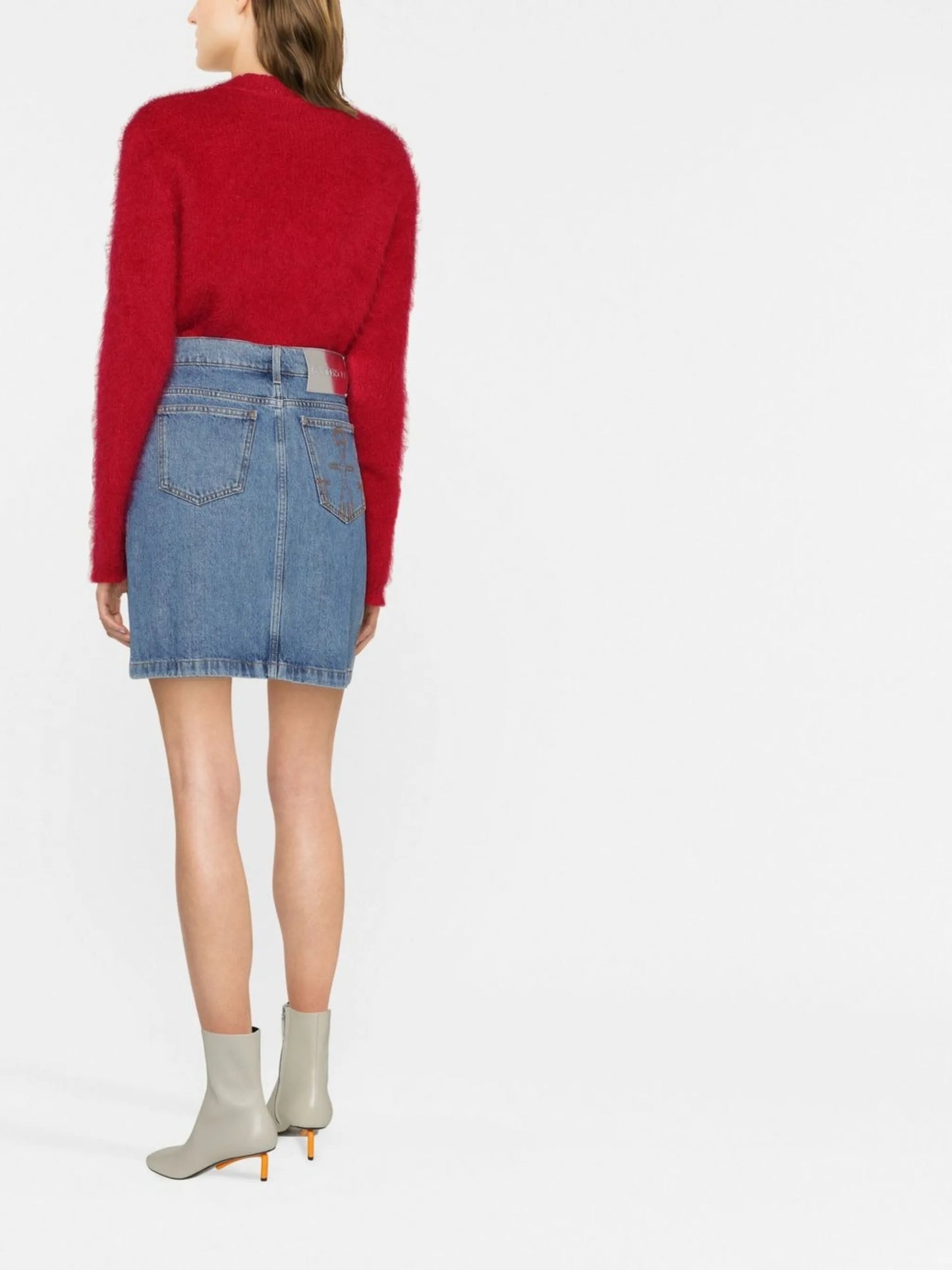 chain-link detail denim skirt