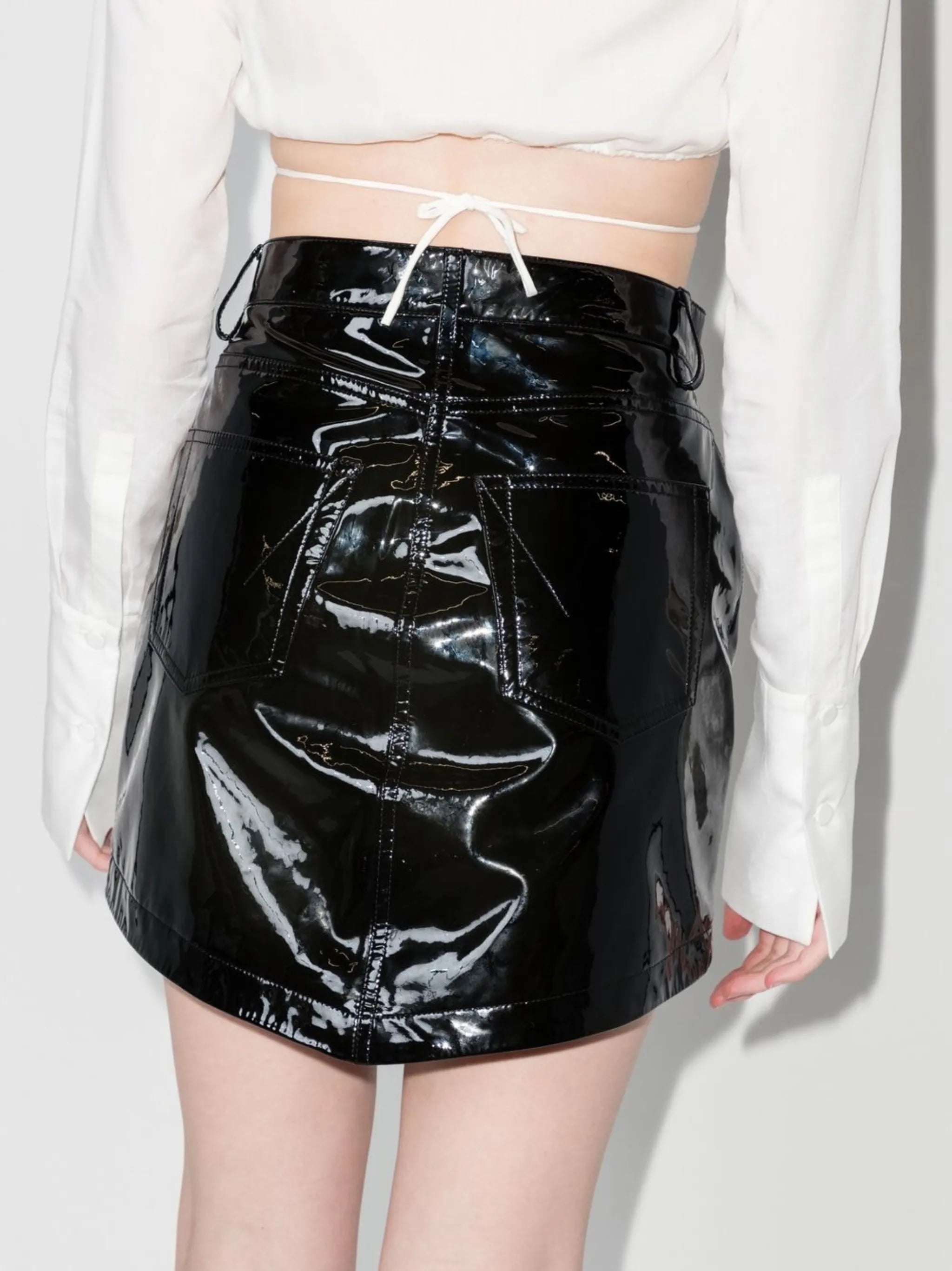 patent-leather miniskirt