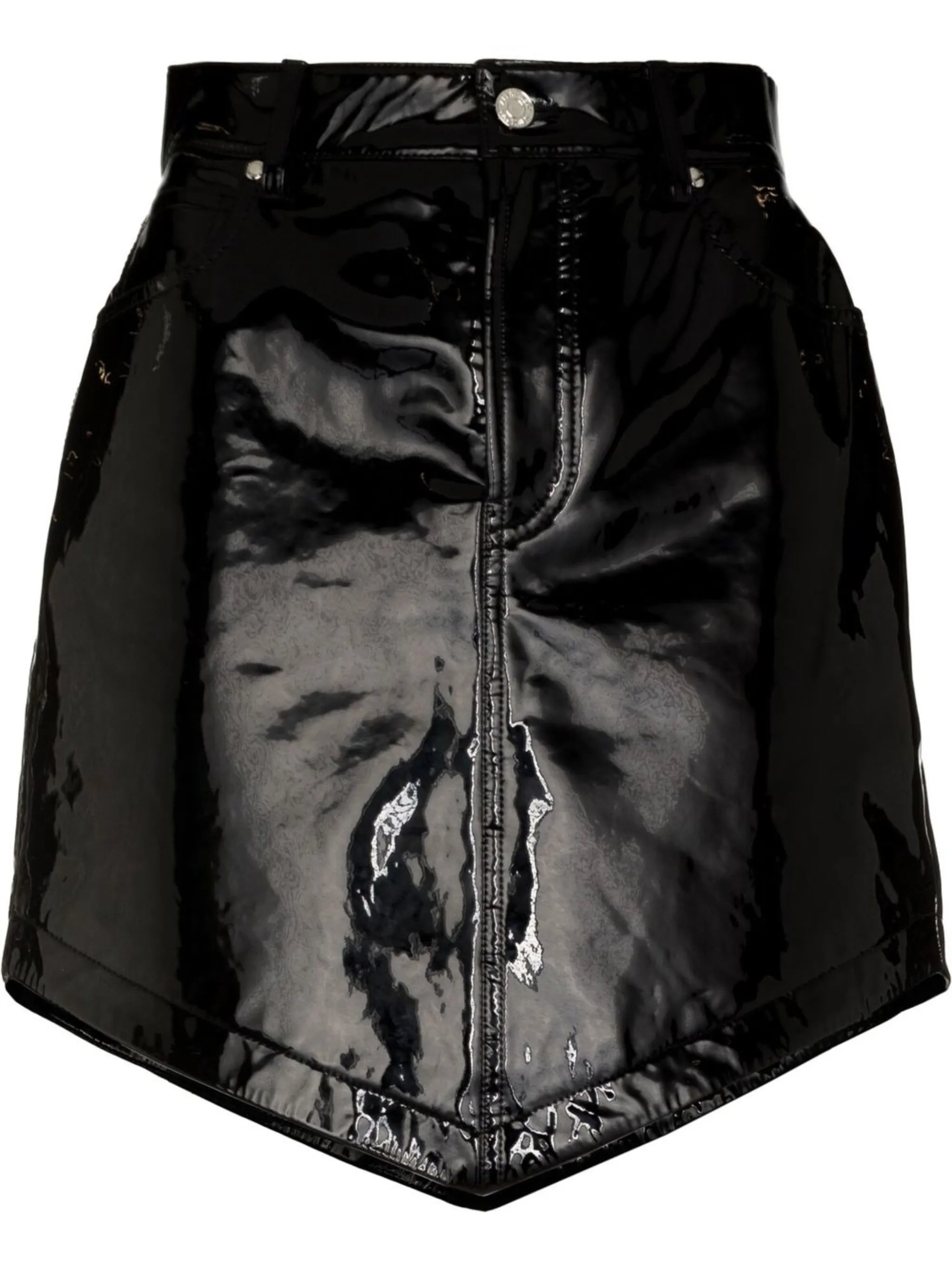 patent-leather miniskirt