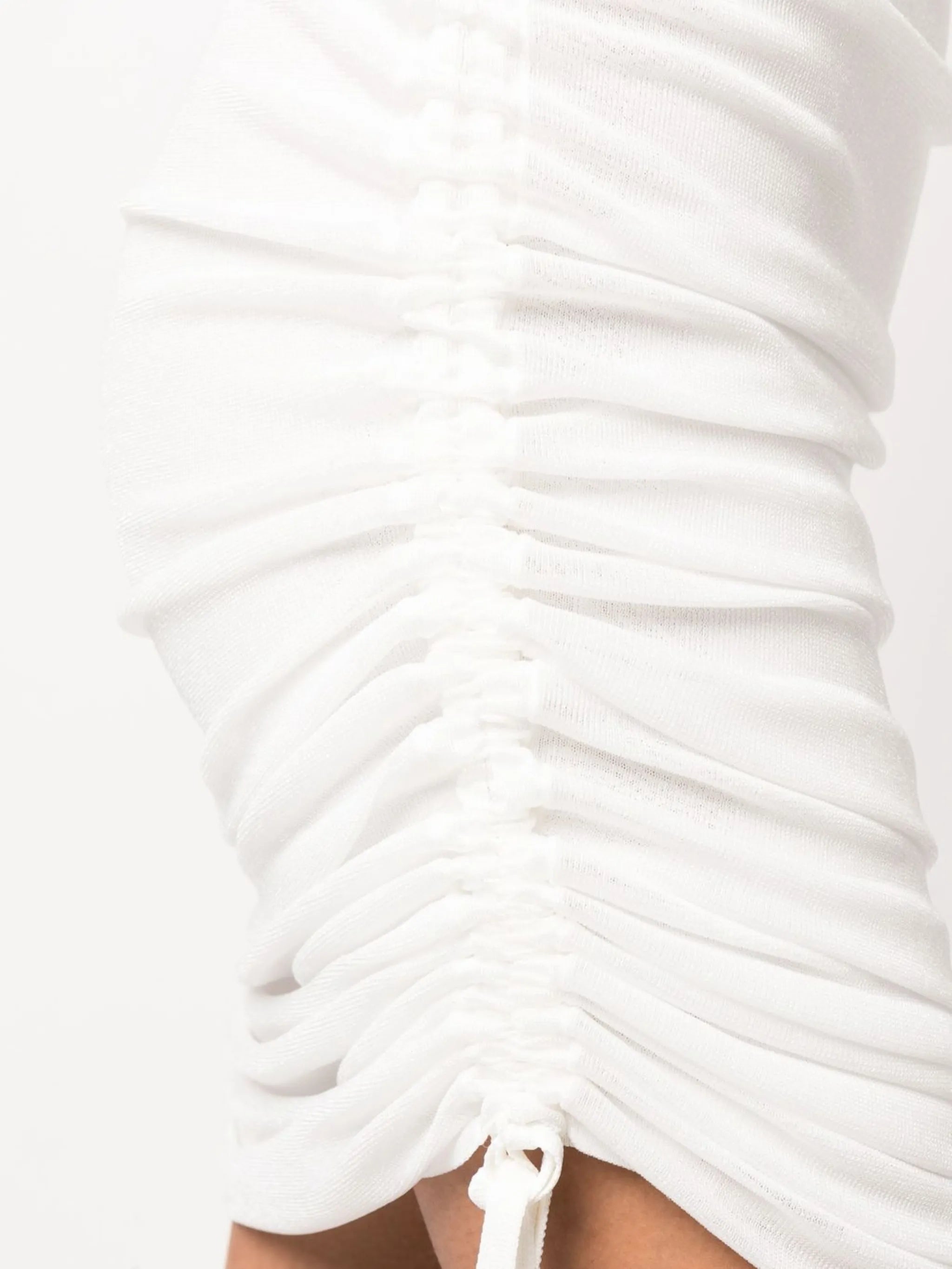 semi-sheer draped minidress