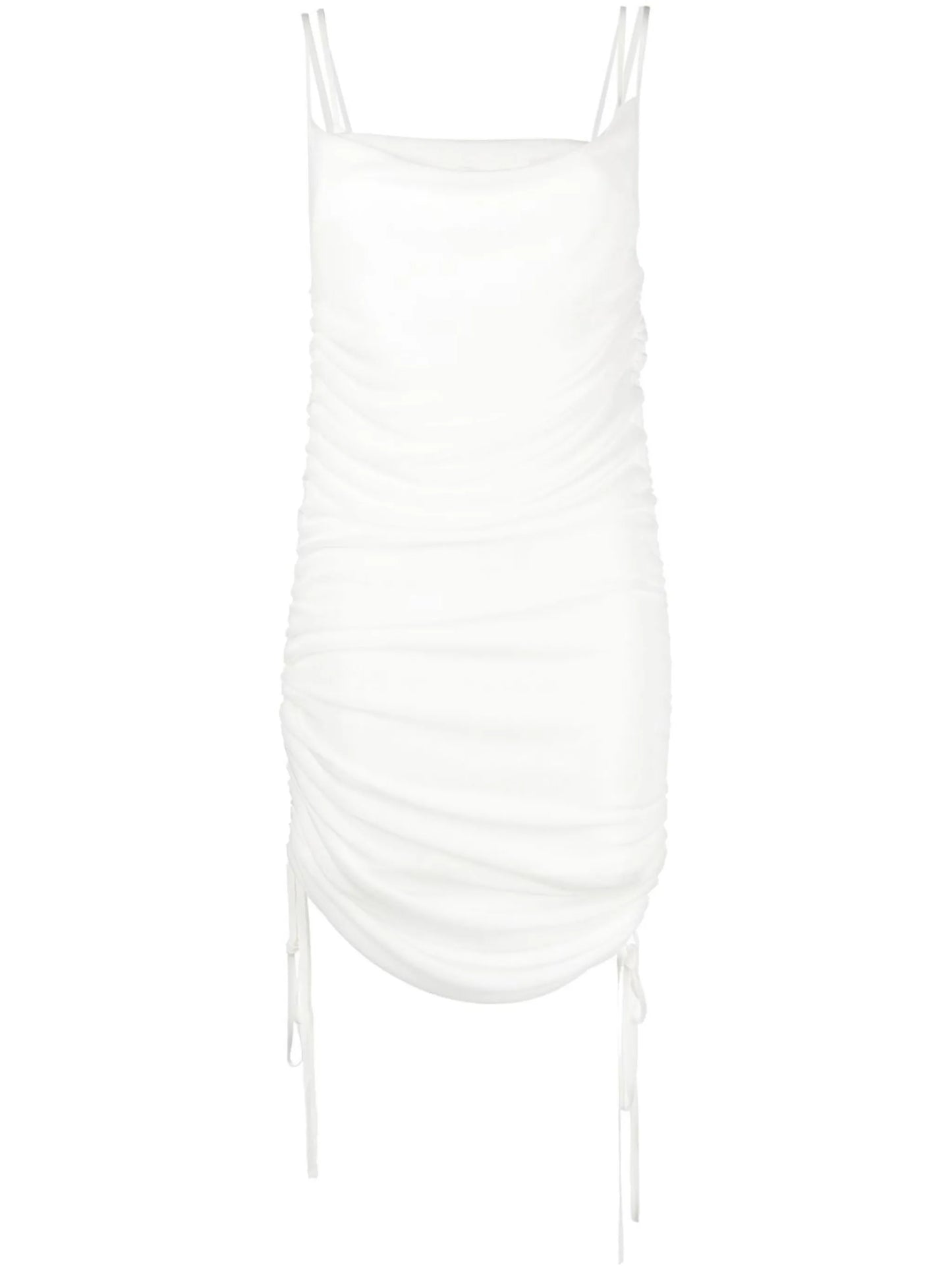 semi-sheer draped minidress