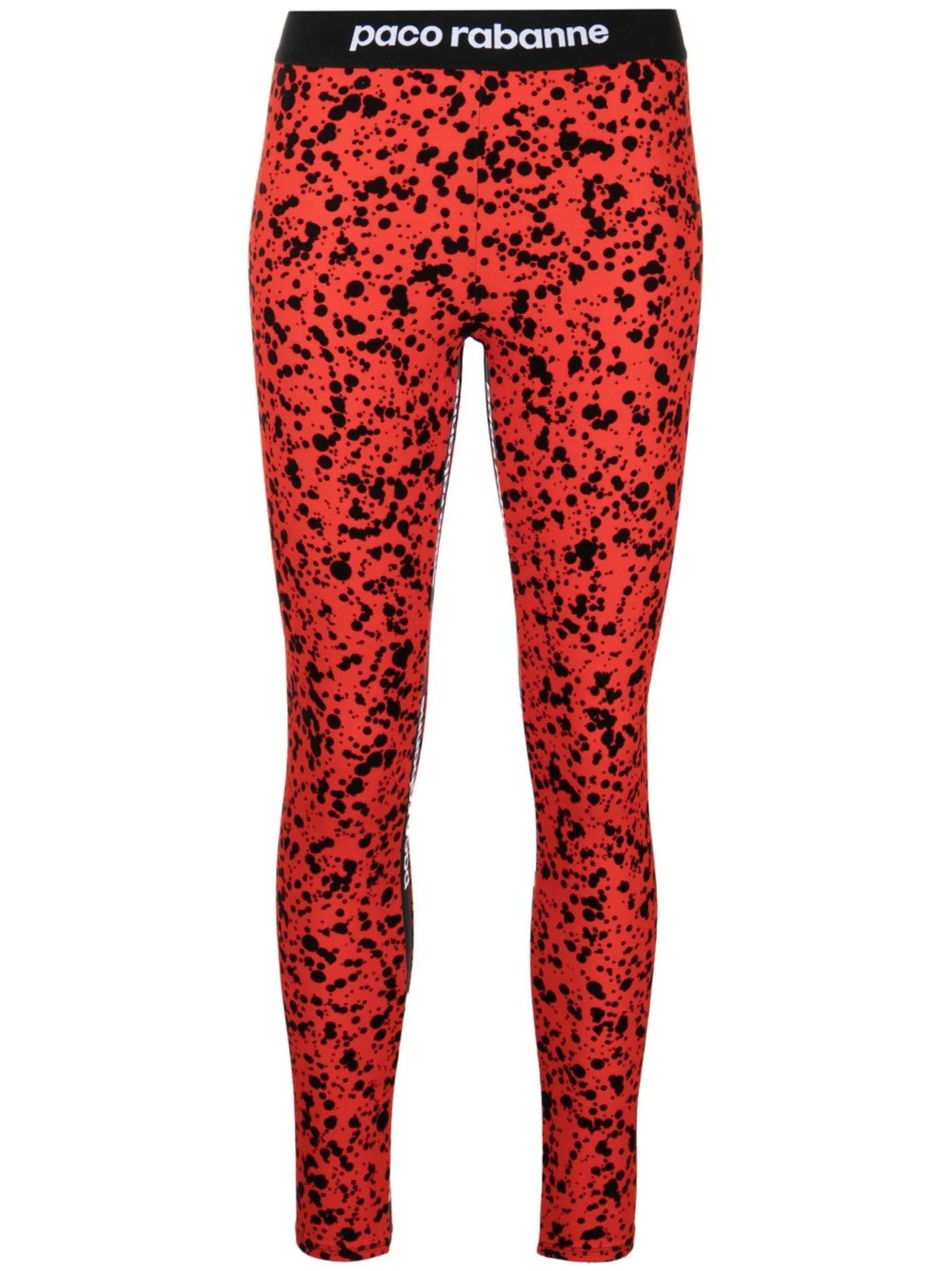 painterly-print logo leggings