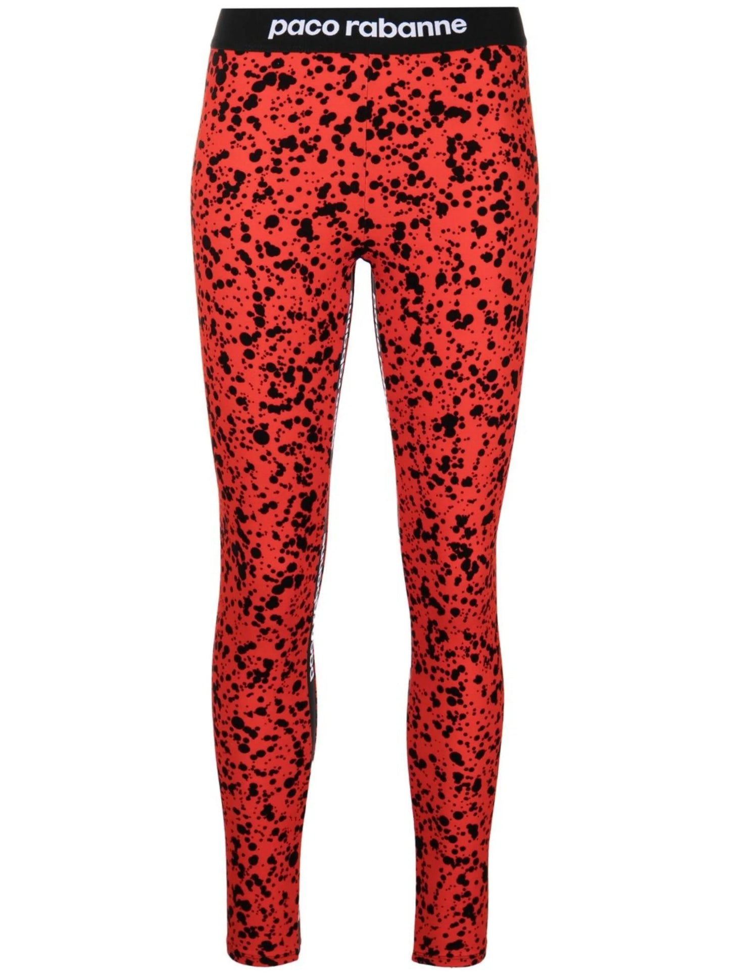 painterly-print logo leggings
