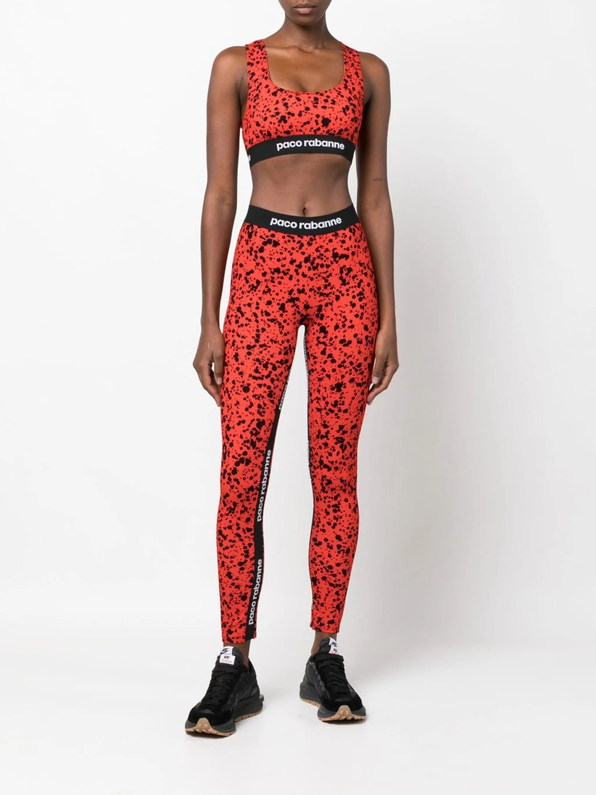 painterly-print logo leggings