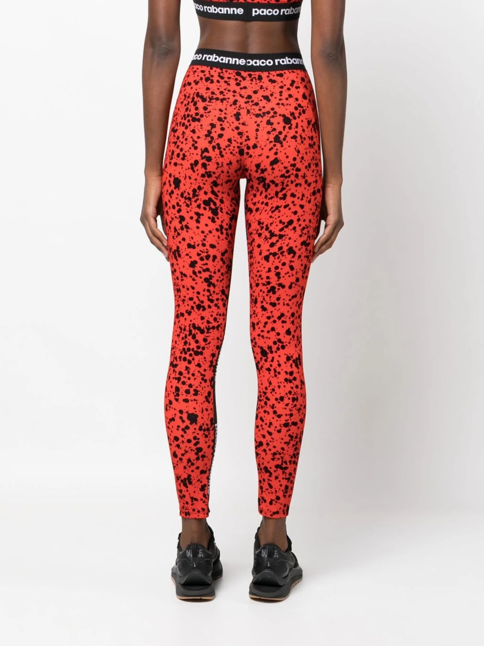 painterly-print logo leggings