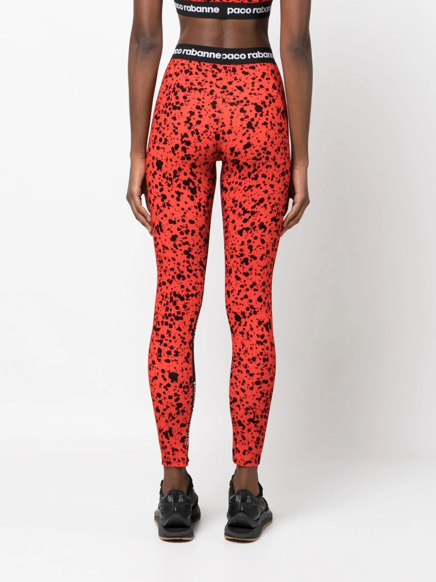 painterly-print logo leggings