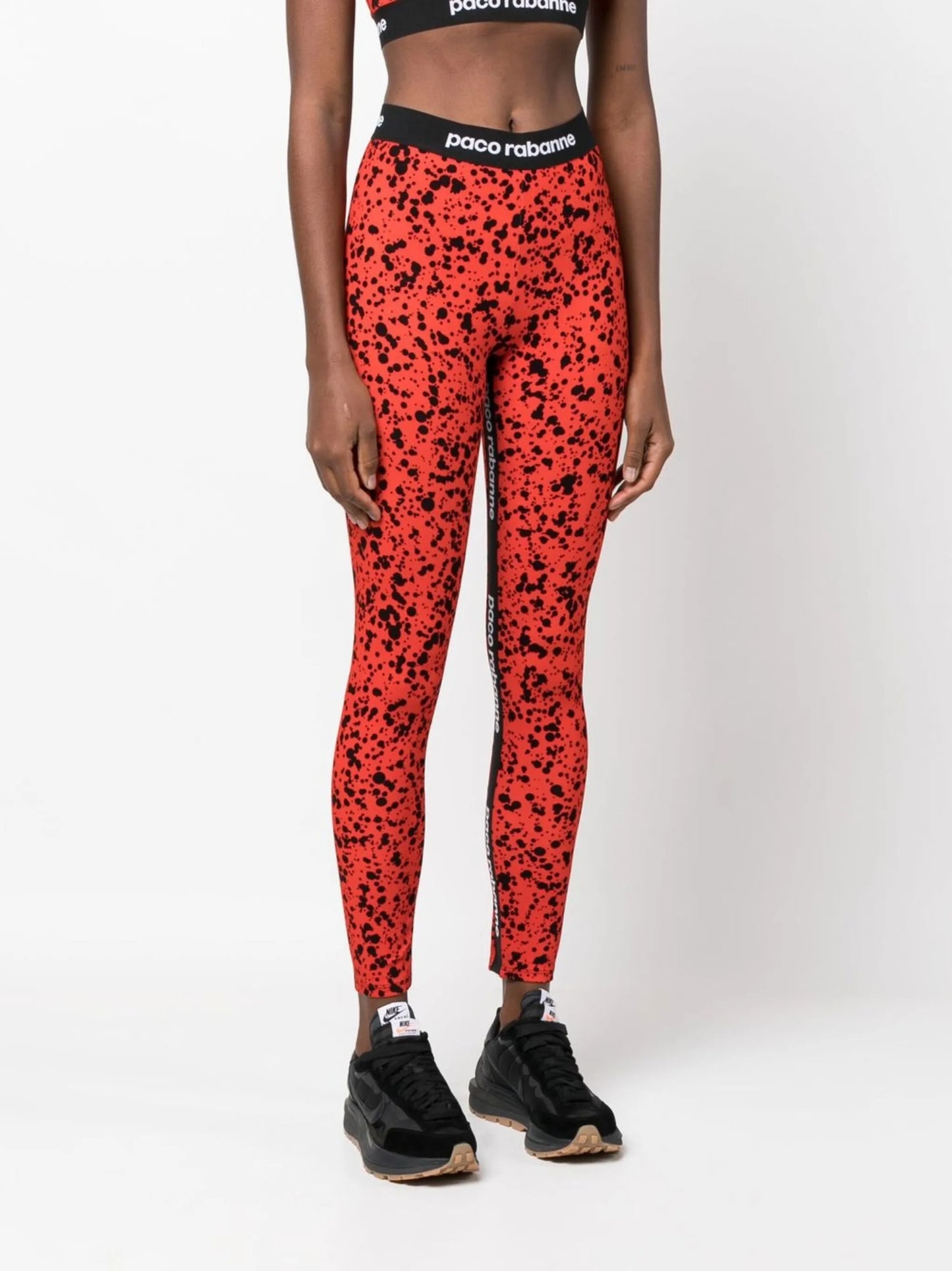 painterly-print logo leggings