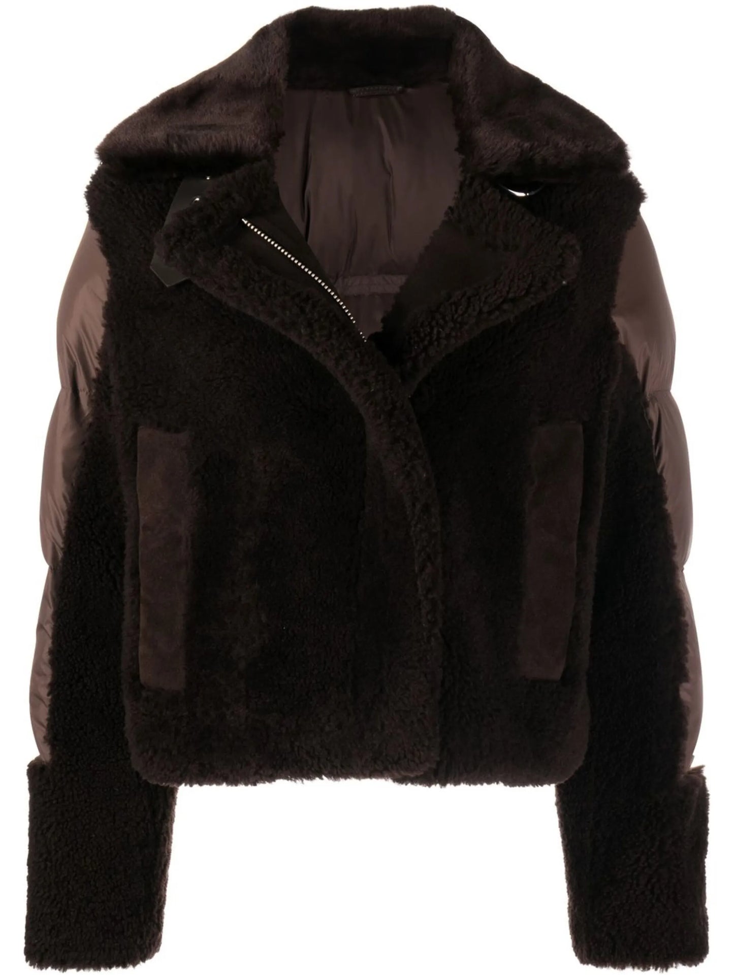 Lena panelled shearling puffer jacket
