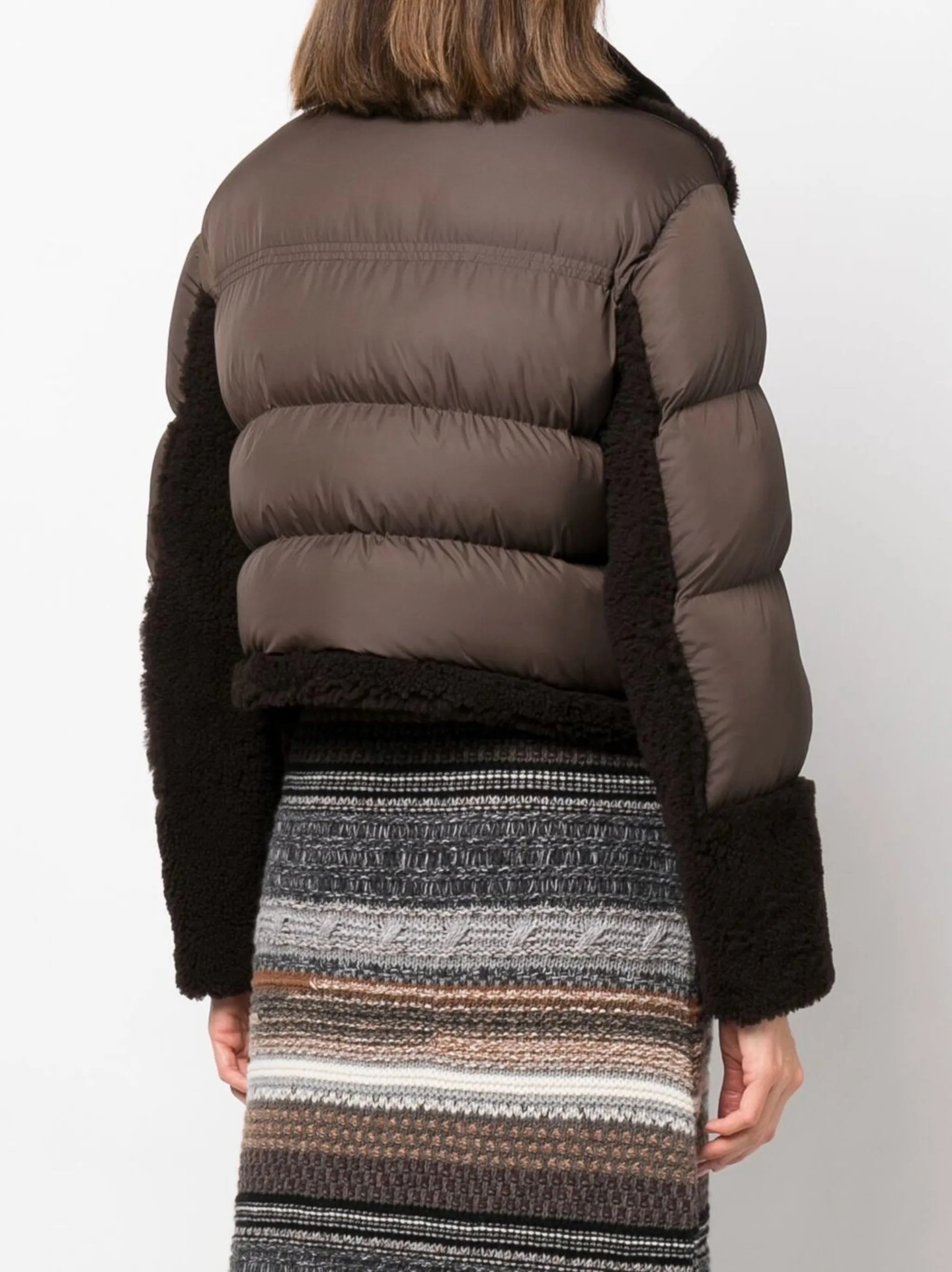 Lena panelled shearling puffer jacket