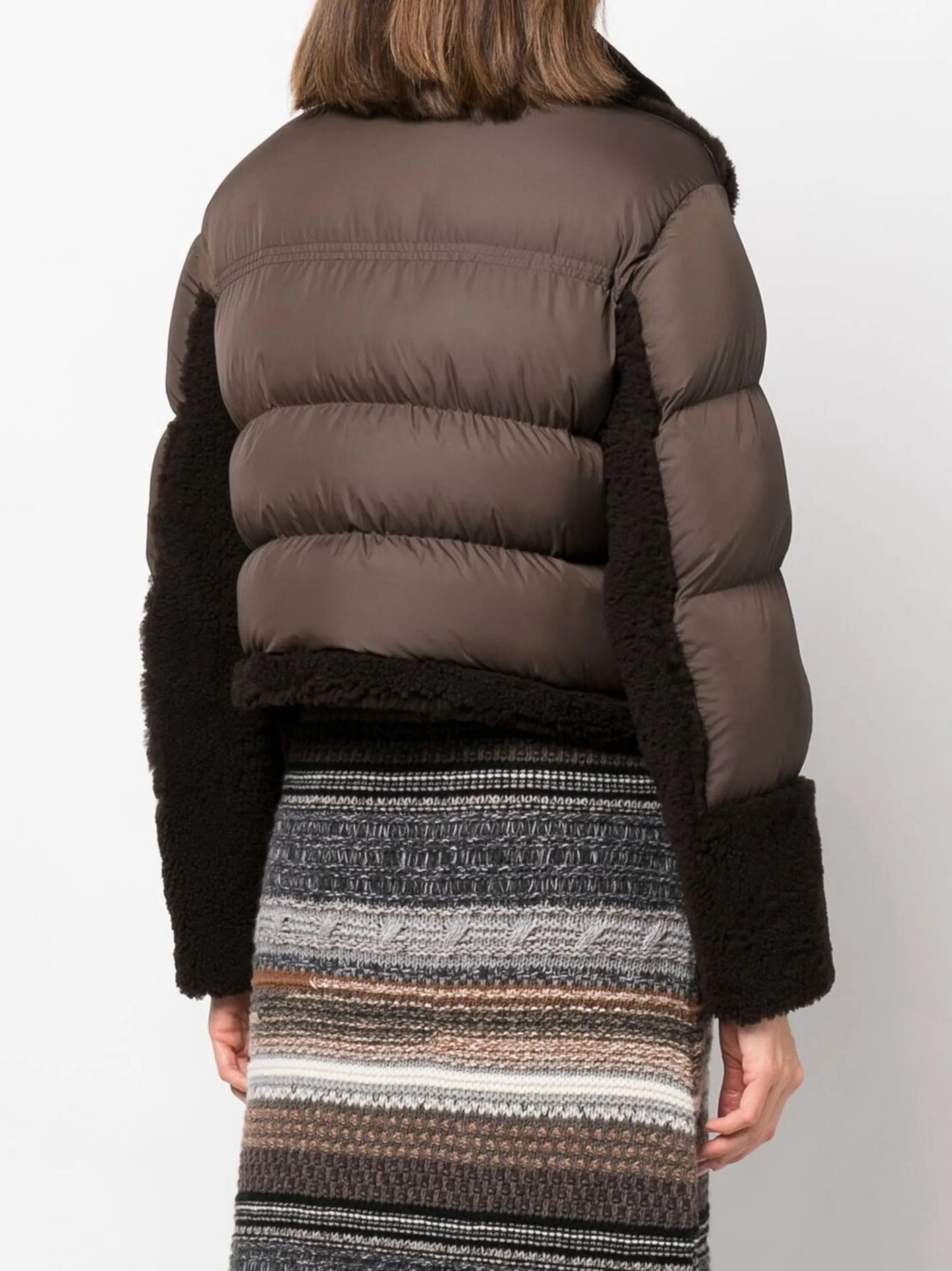 Lena panelled shearling puffer jacket