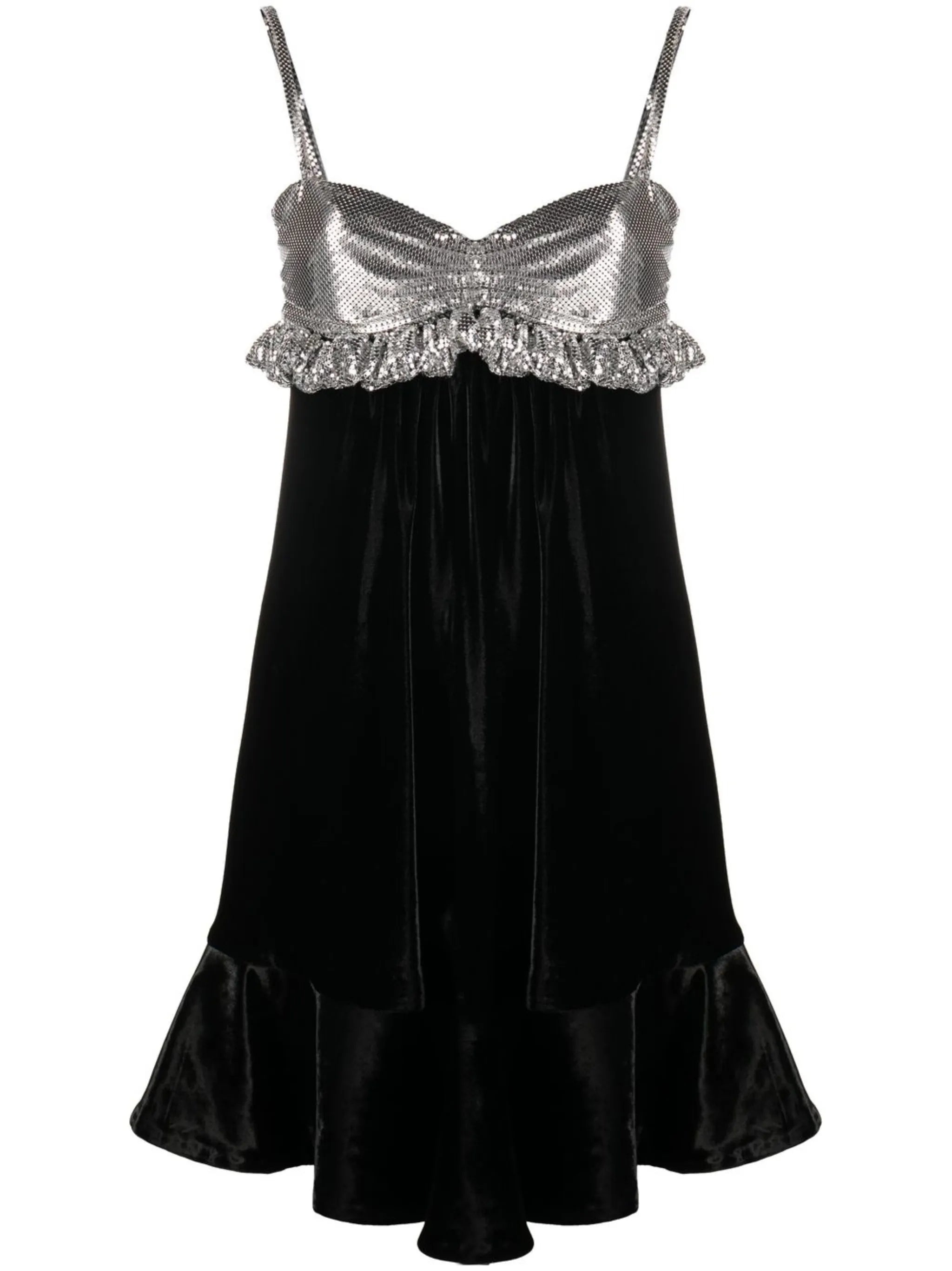 two-tone velvet minidress