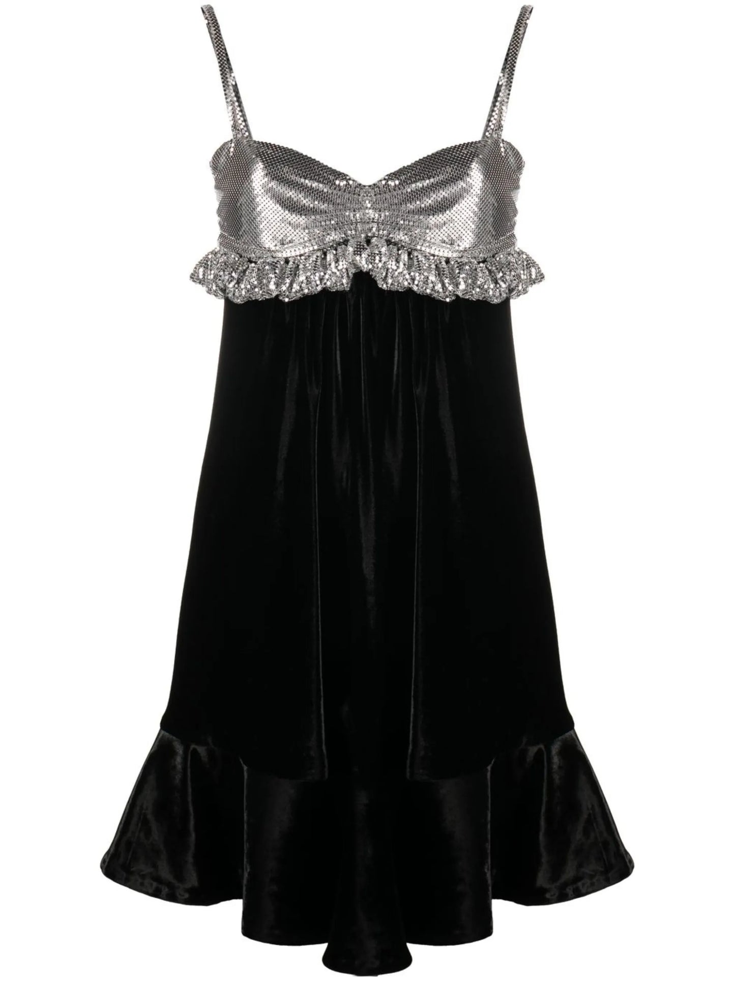 two-tone velvet minidress