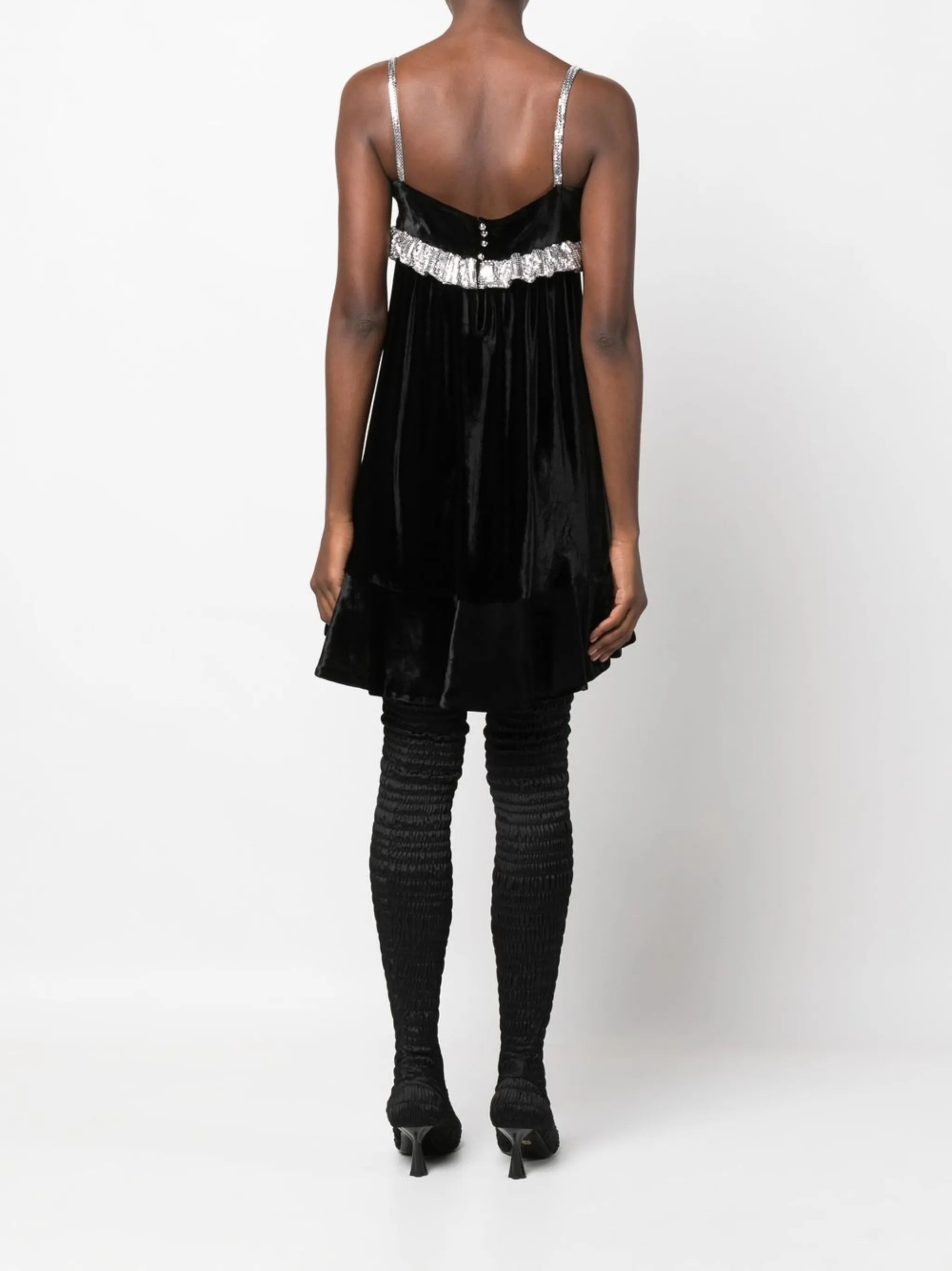 two-tone velvet minidress