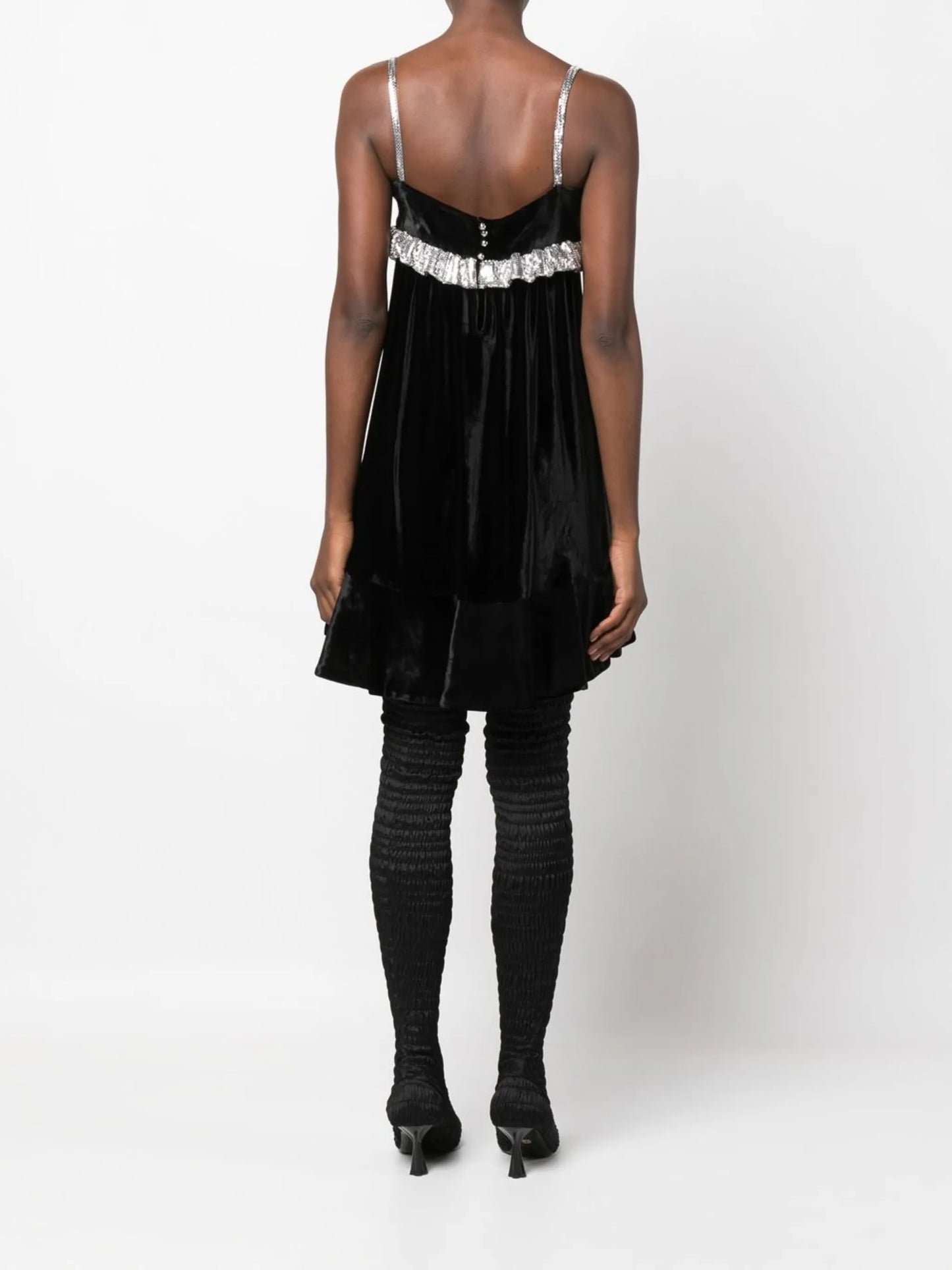 two-tone velvet minidress