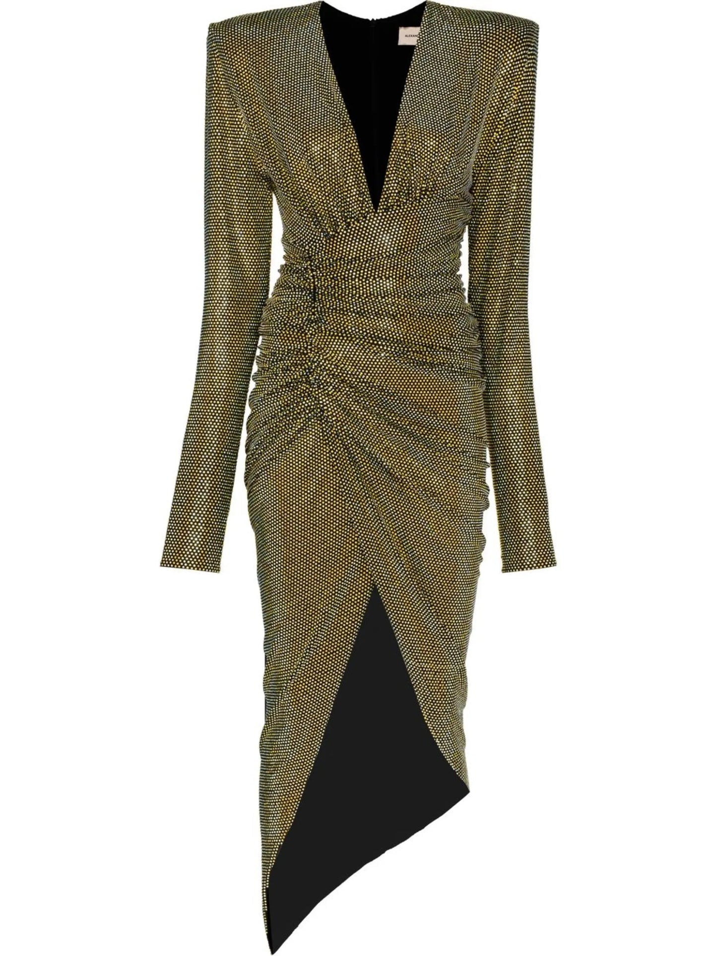 crystal embellished V-neck midi dress