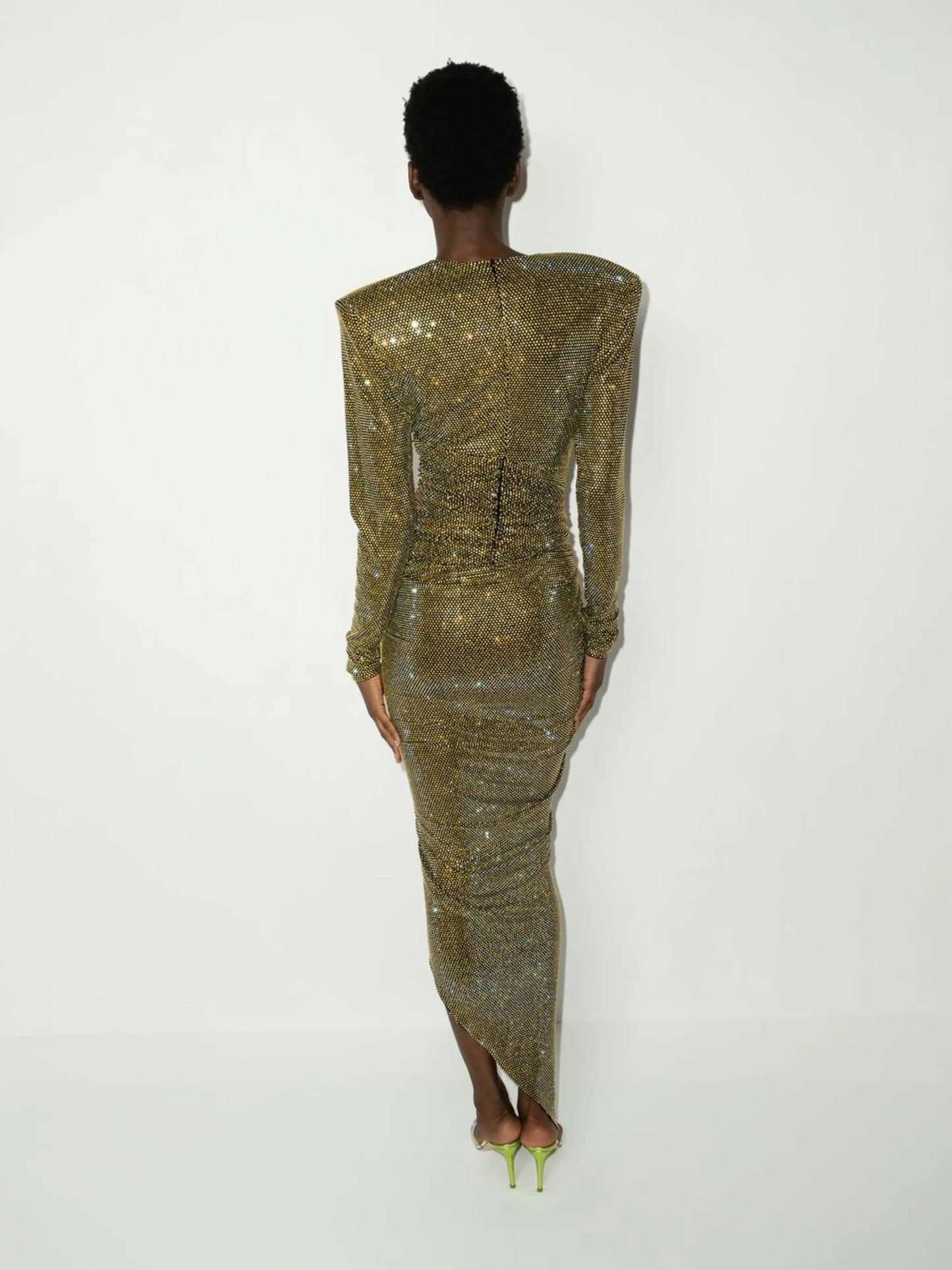 crystal embellished V-neck midi dress