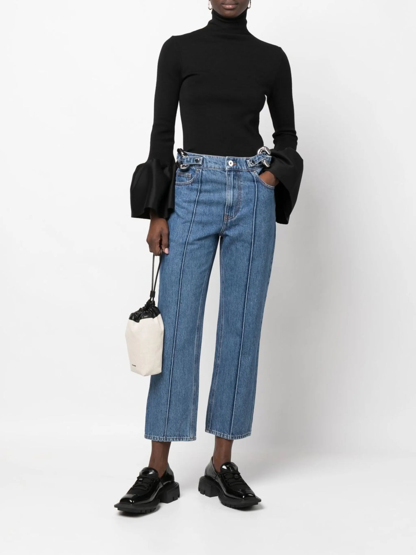 chain-detail straight-leg jeans