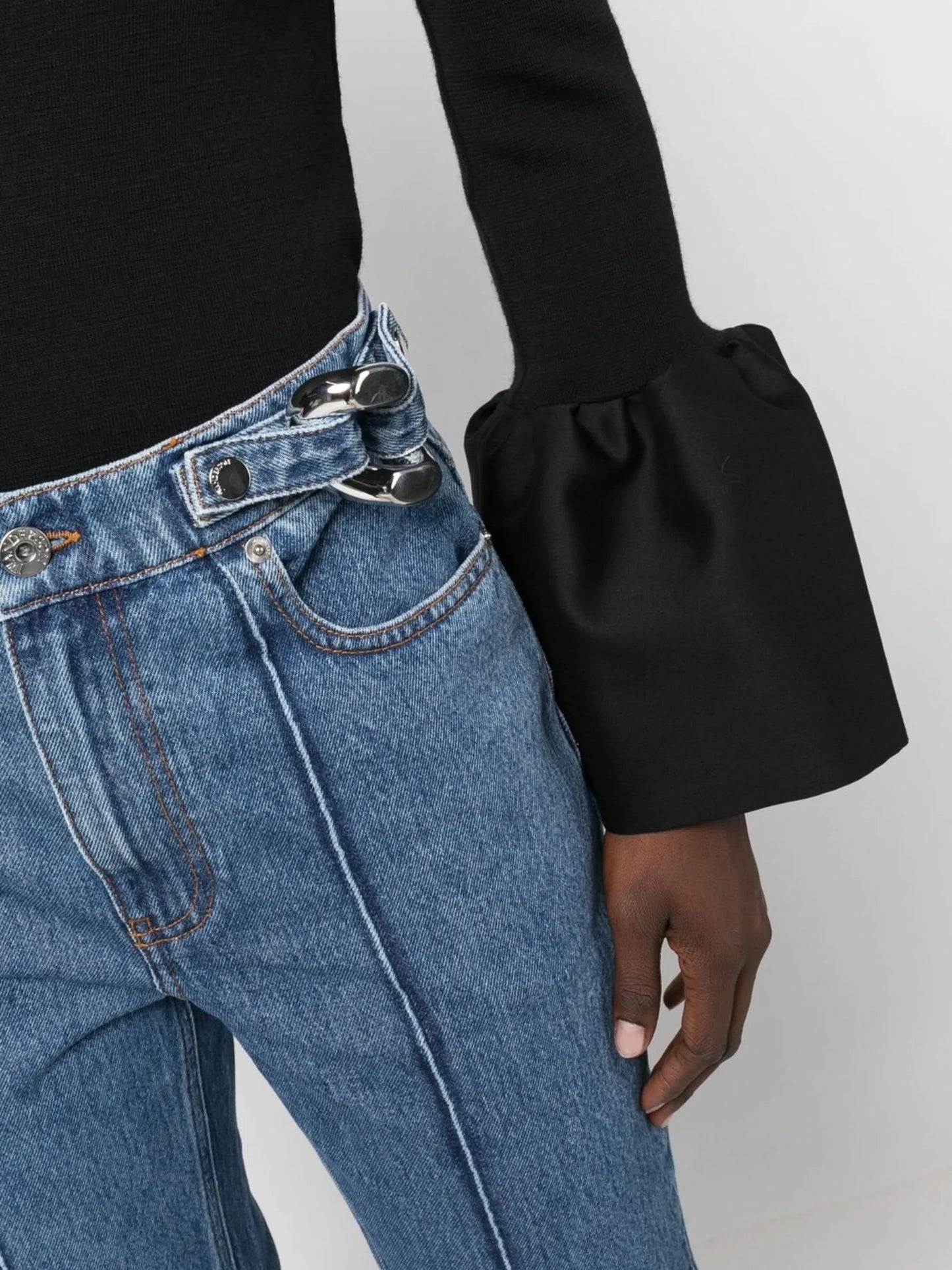 chain-detail straight-leg jeans
