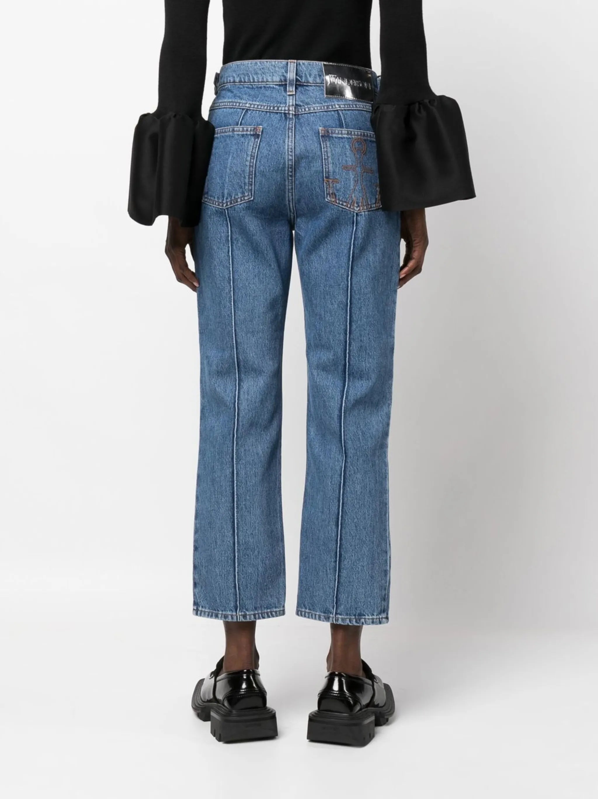 chain-detail straight-leg jeans