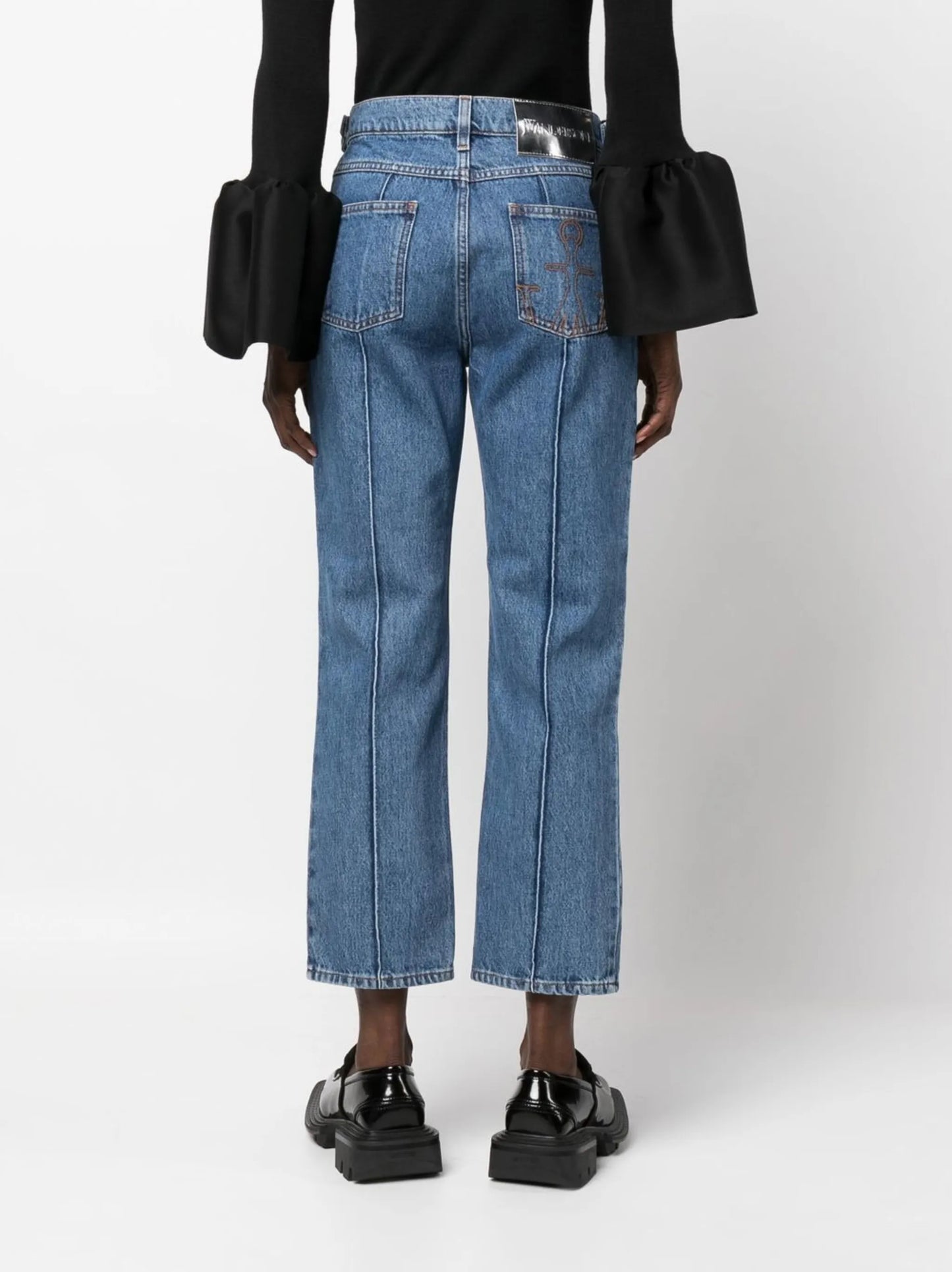 chain-detail straight-leg jeans