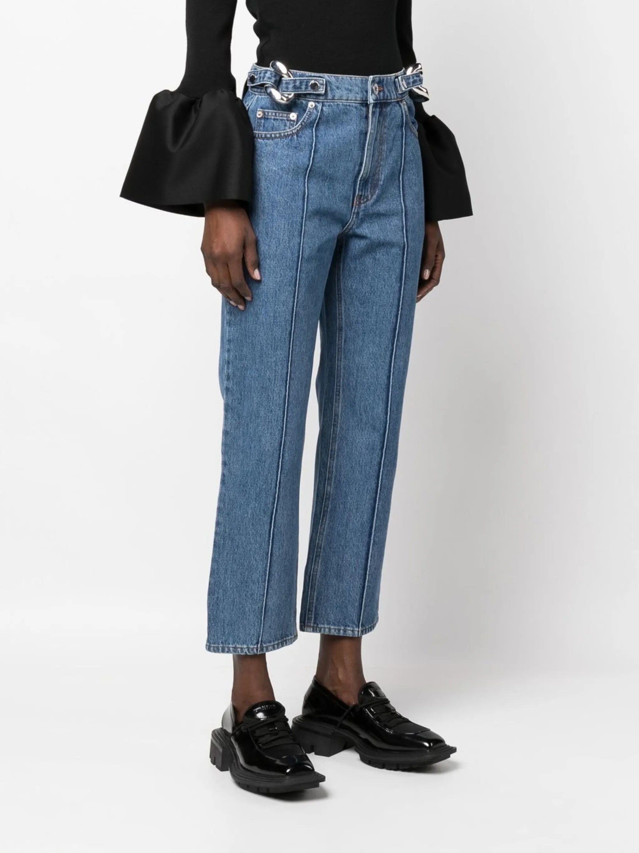chain-detail straight-leg jeans