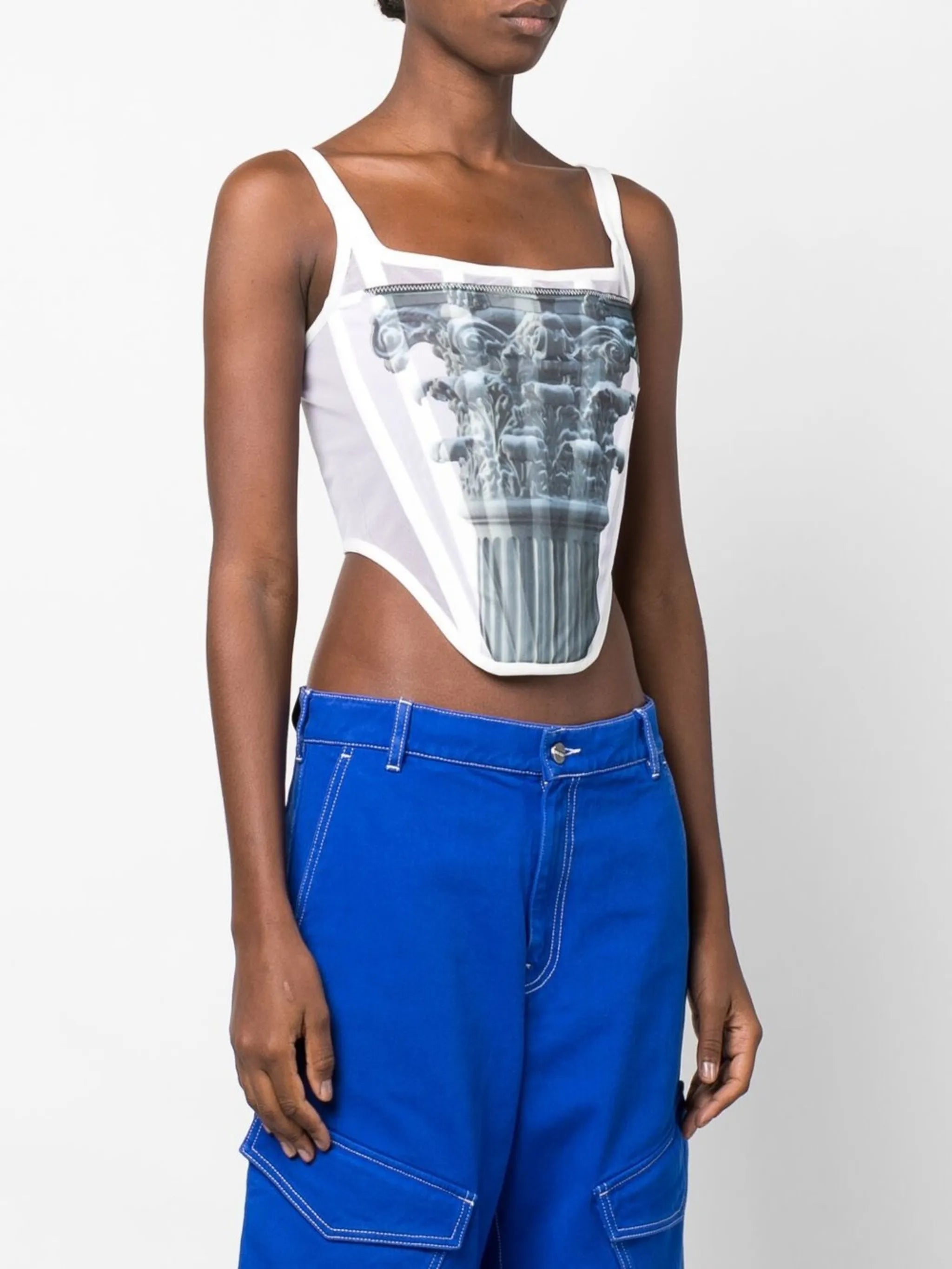 graphic-print corset top
