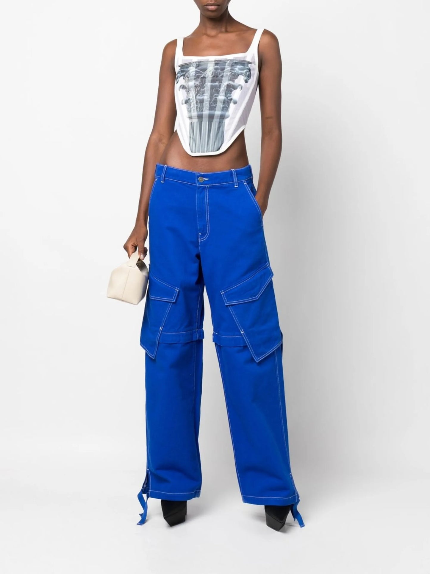 graphic-print corset top