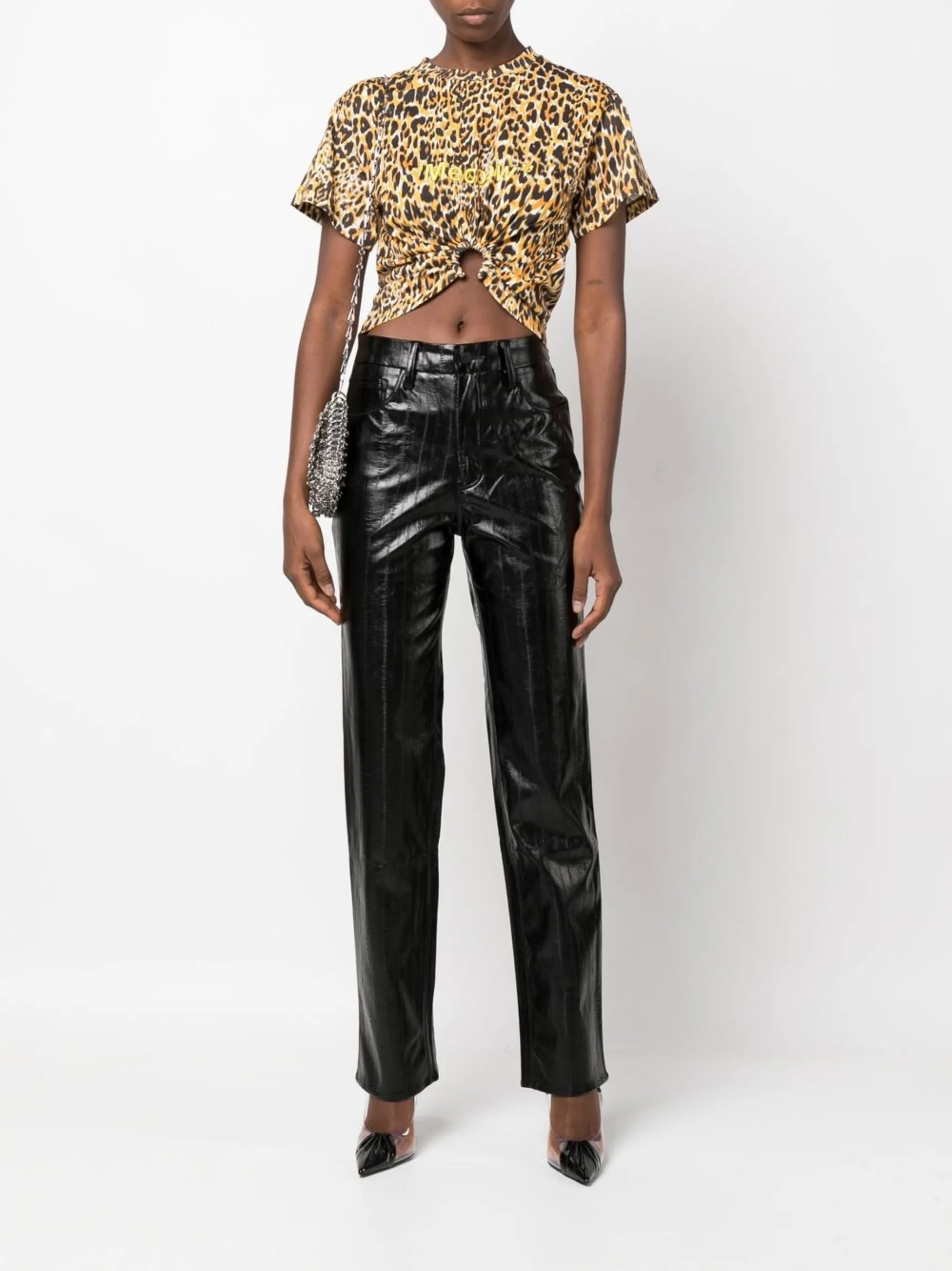 leopard-print cropped top