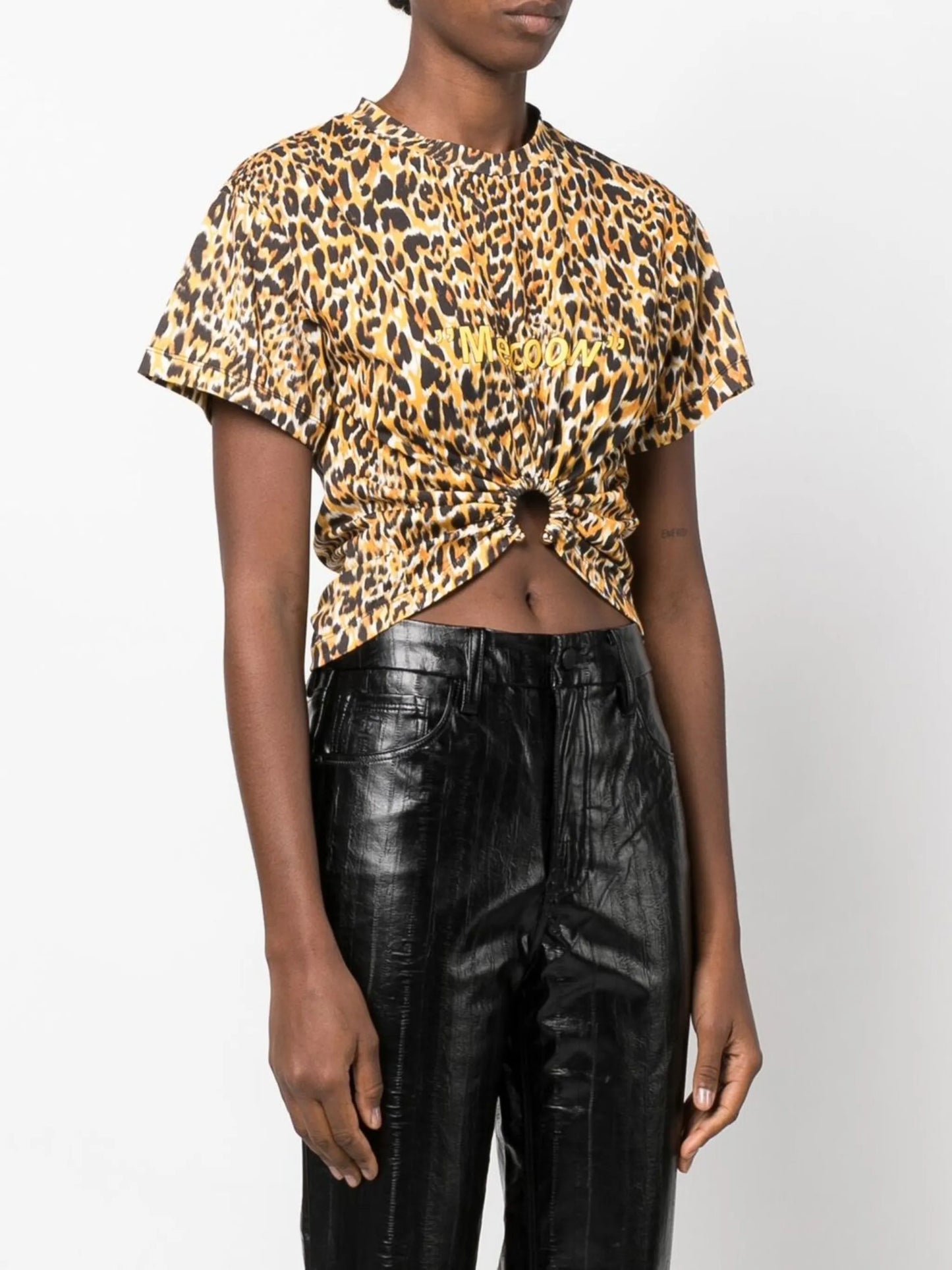 leopard-print cropped top