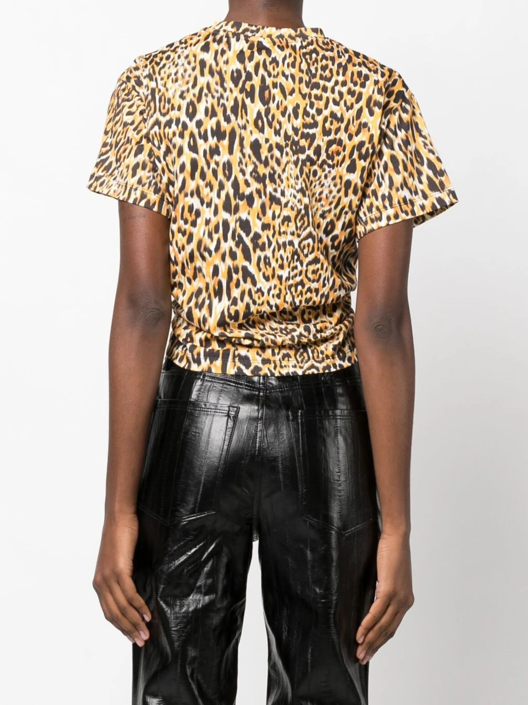 leopard-print cropped top