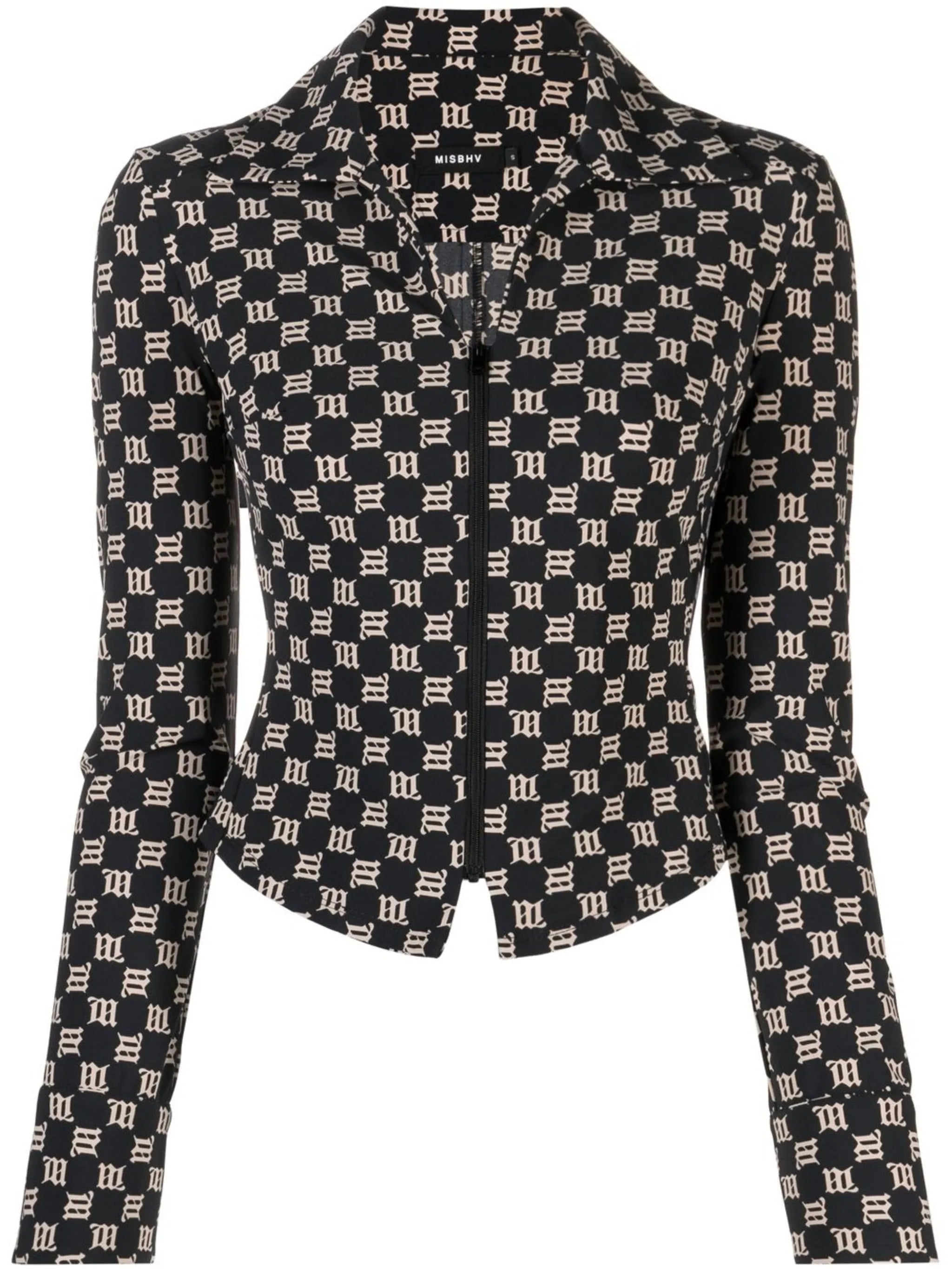 monogram zipped fitted jacket