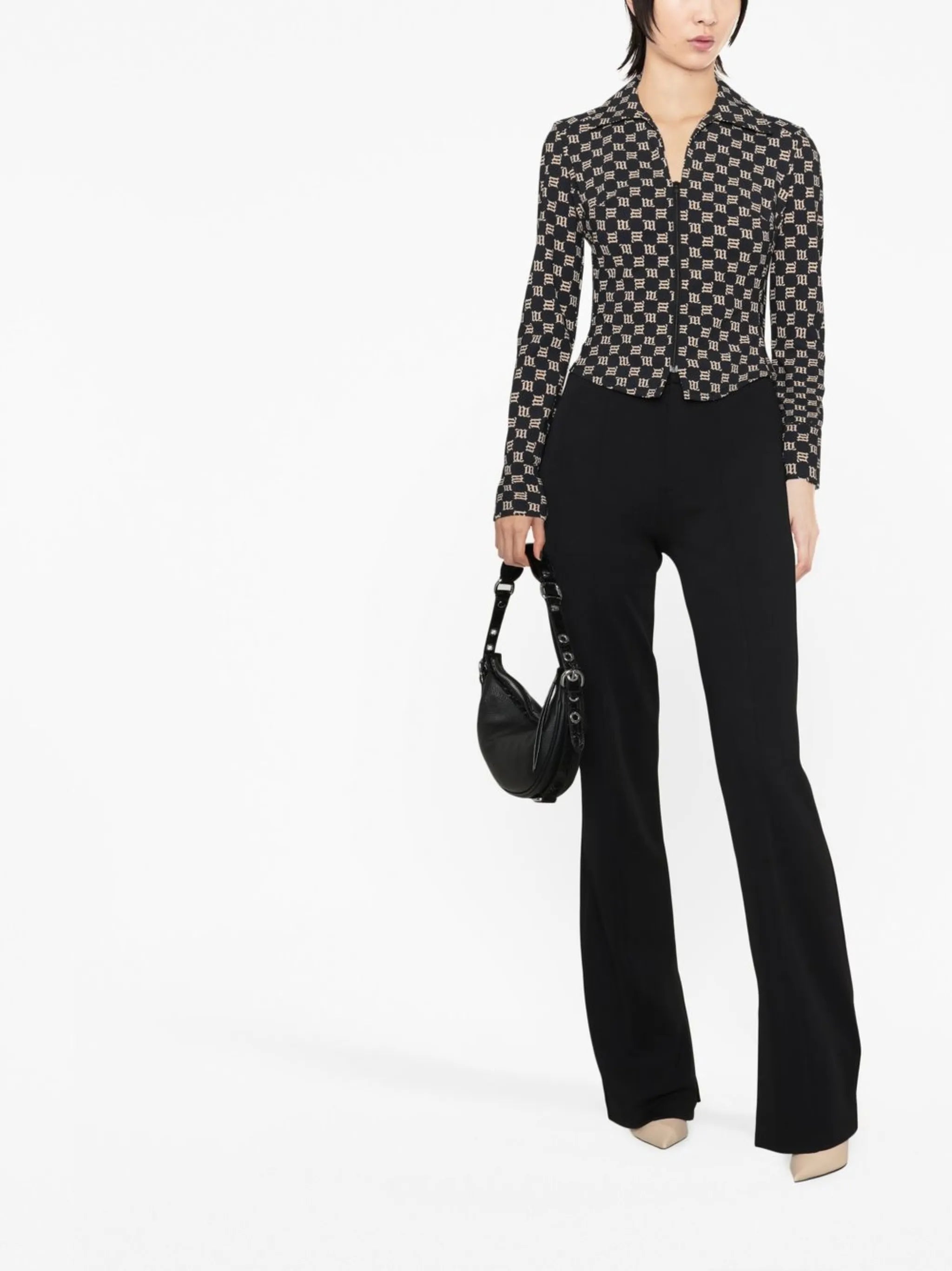 monogram zipped fitted jacket