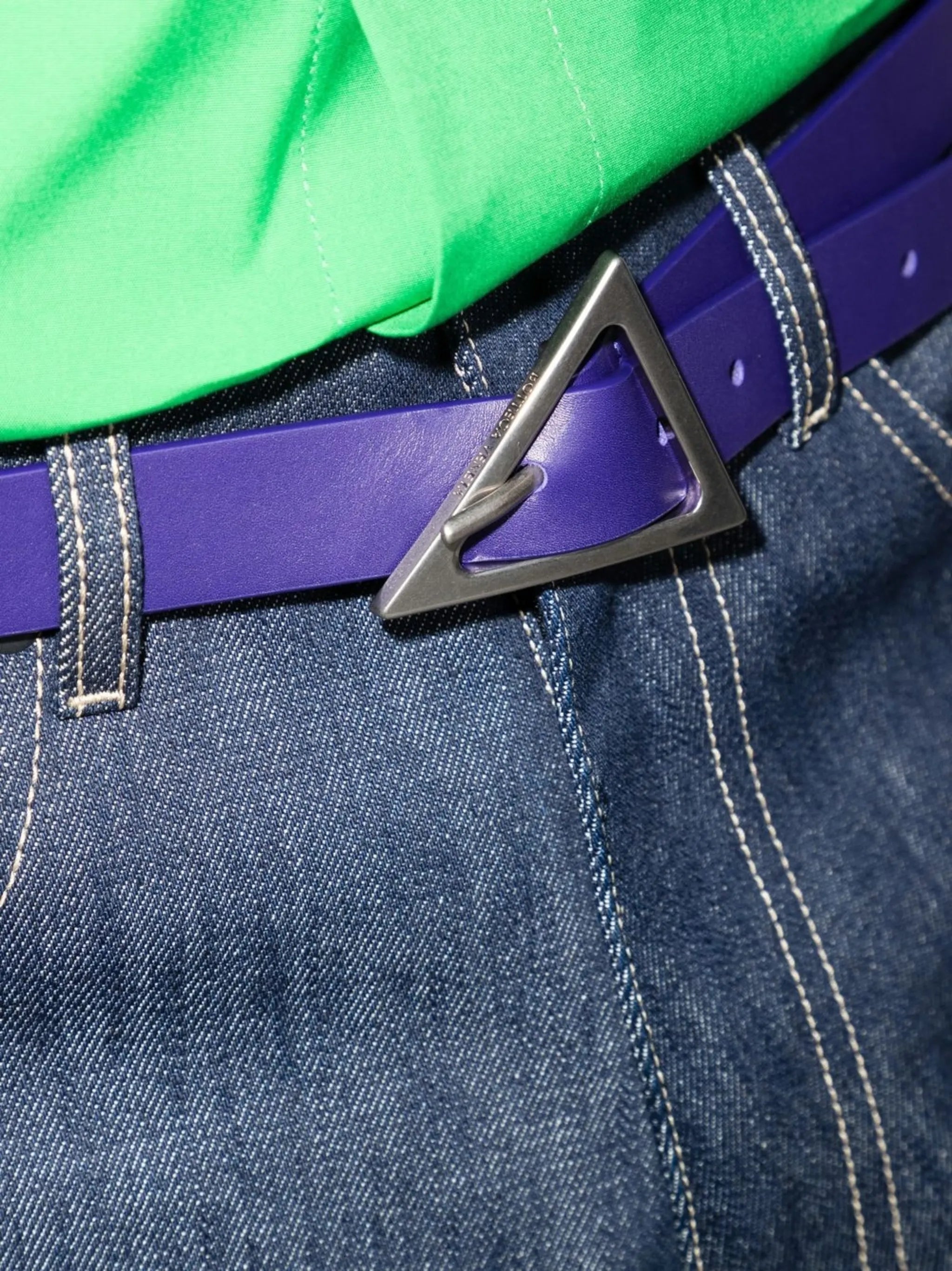 triangle-buckle leather belt