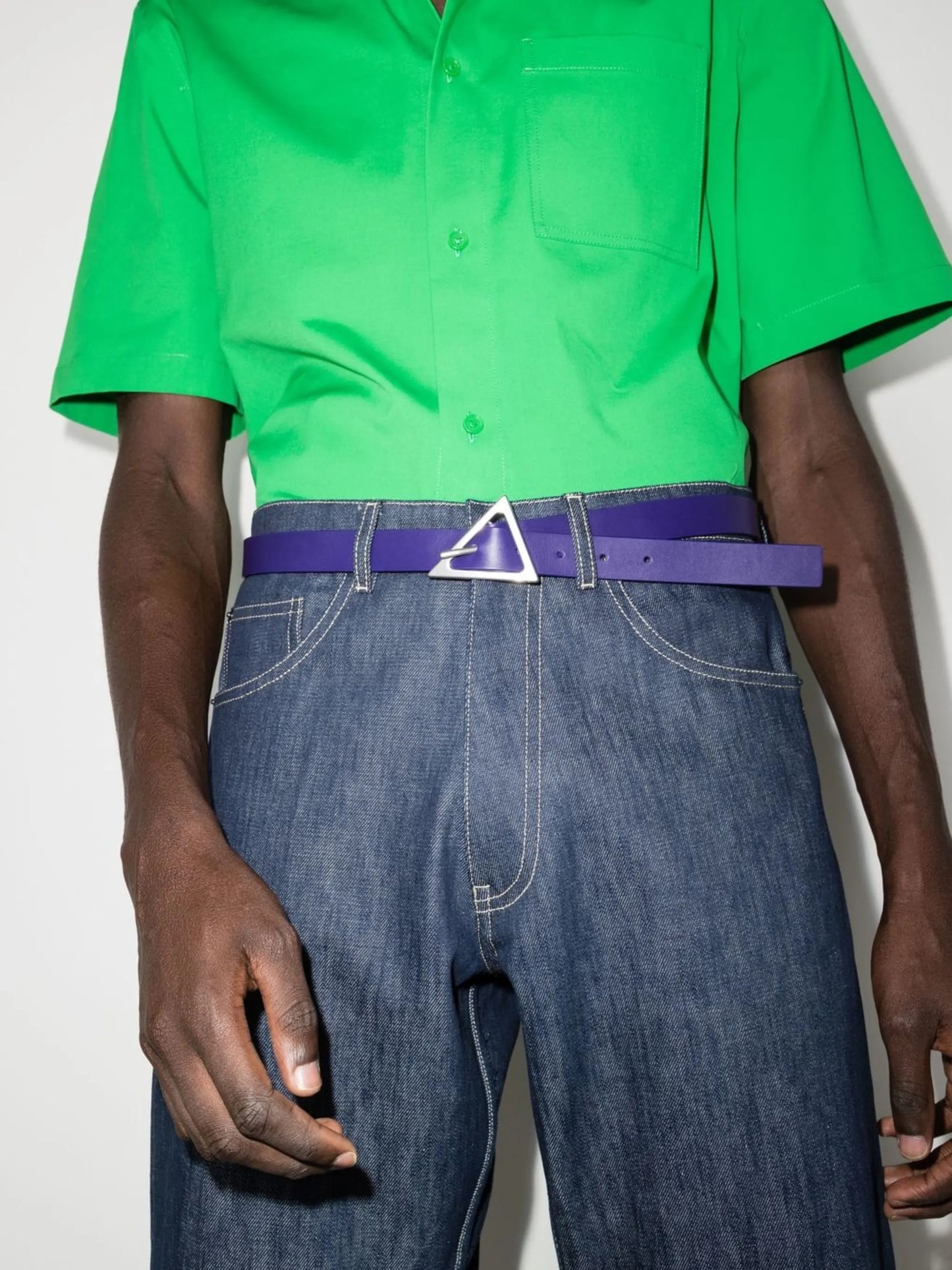 triangle-buckle leather belt