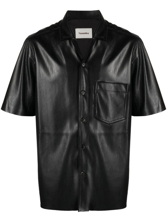 Camp faux-leather shirt