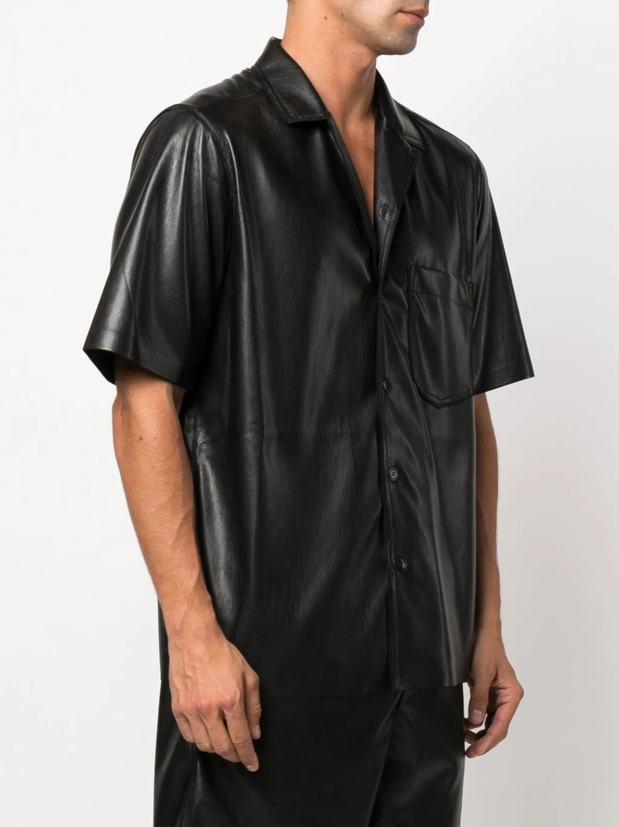 Camp faux-leather shirt