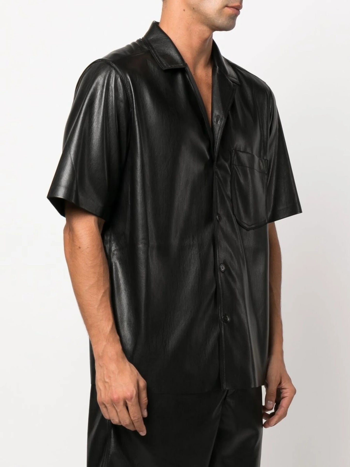 Camp faux-leather shirt