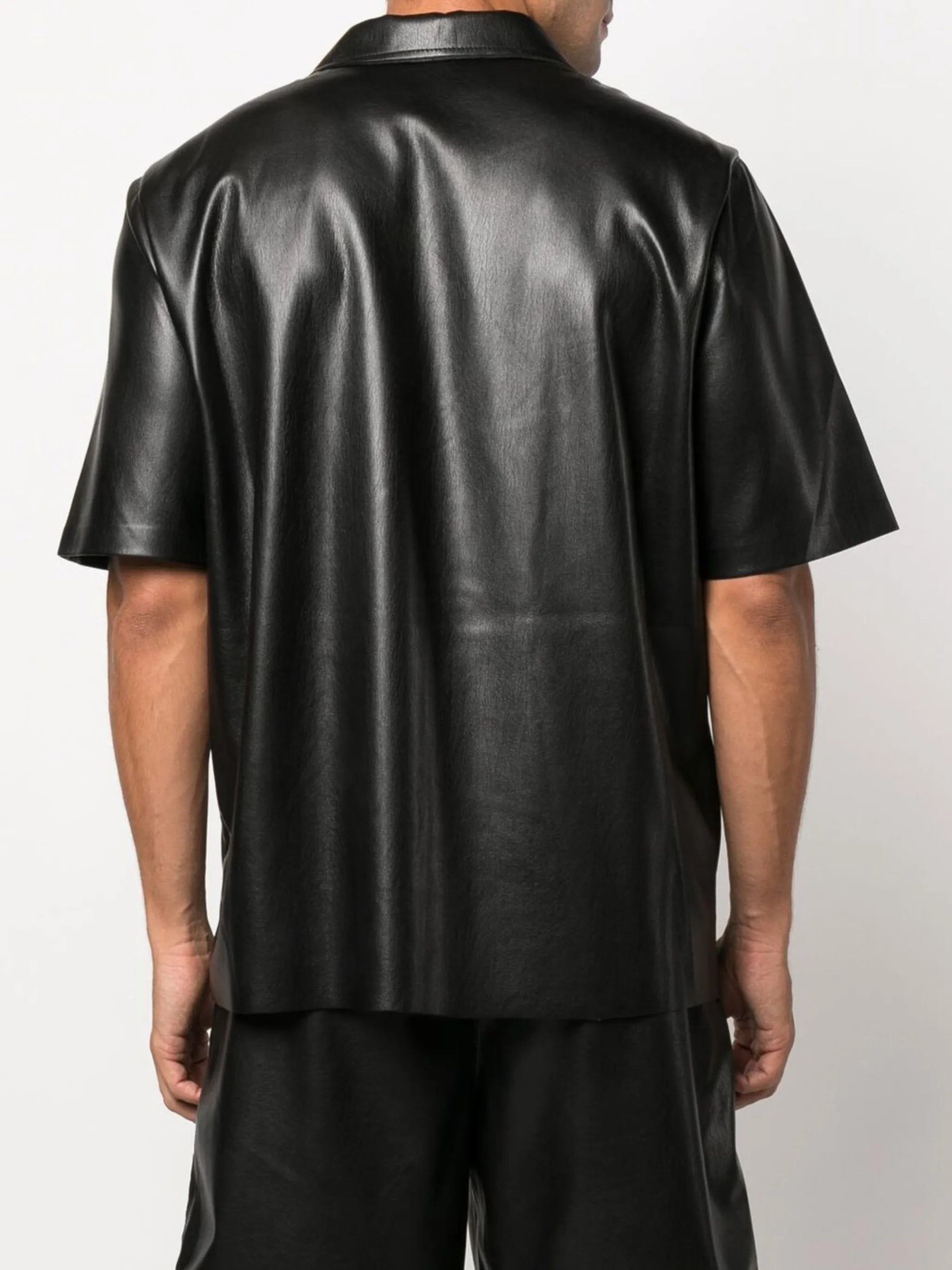 Camp faux-leather shirt