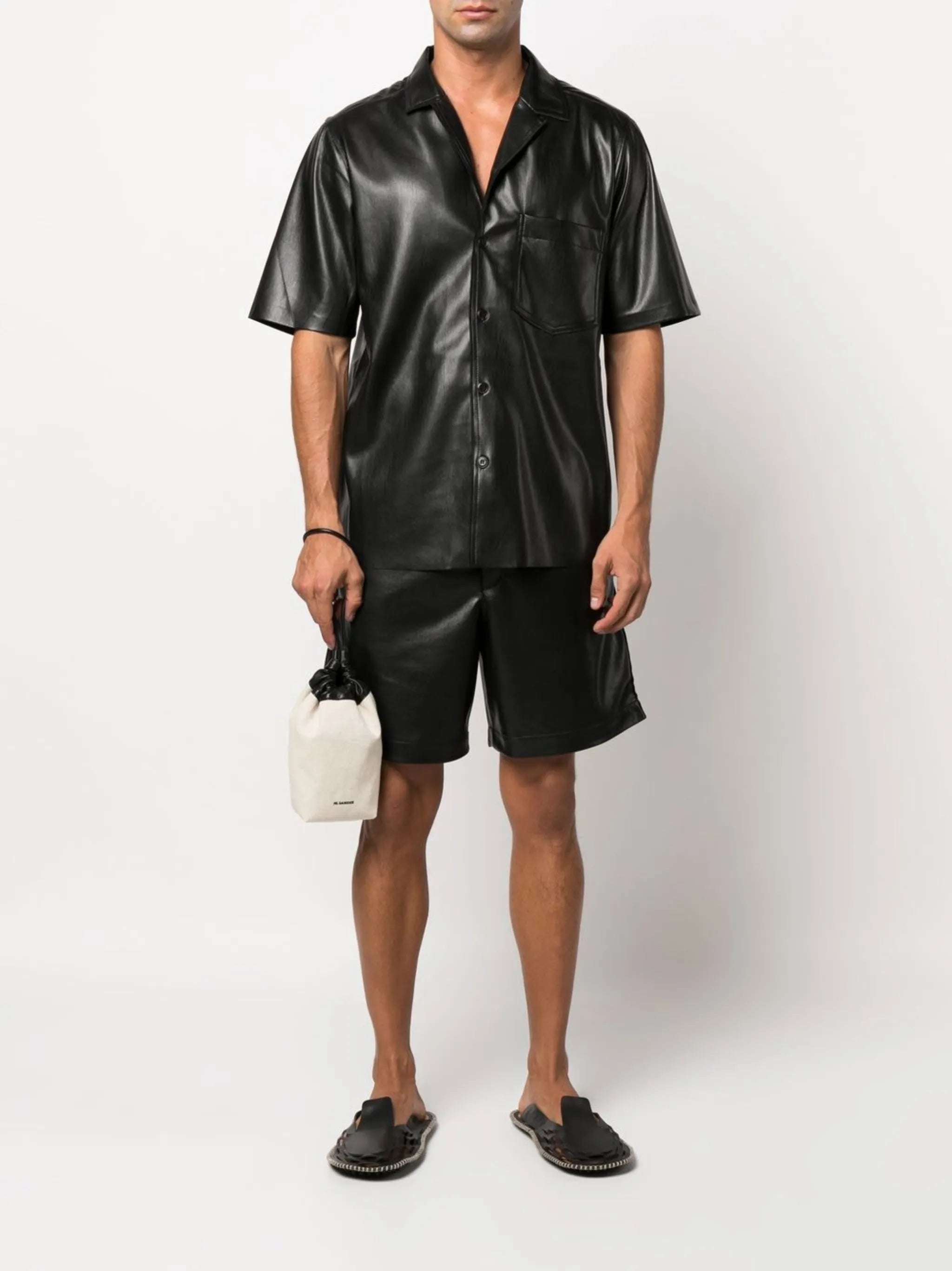 Camp faux-leather shirt