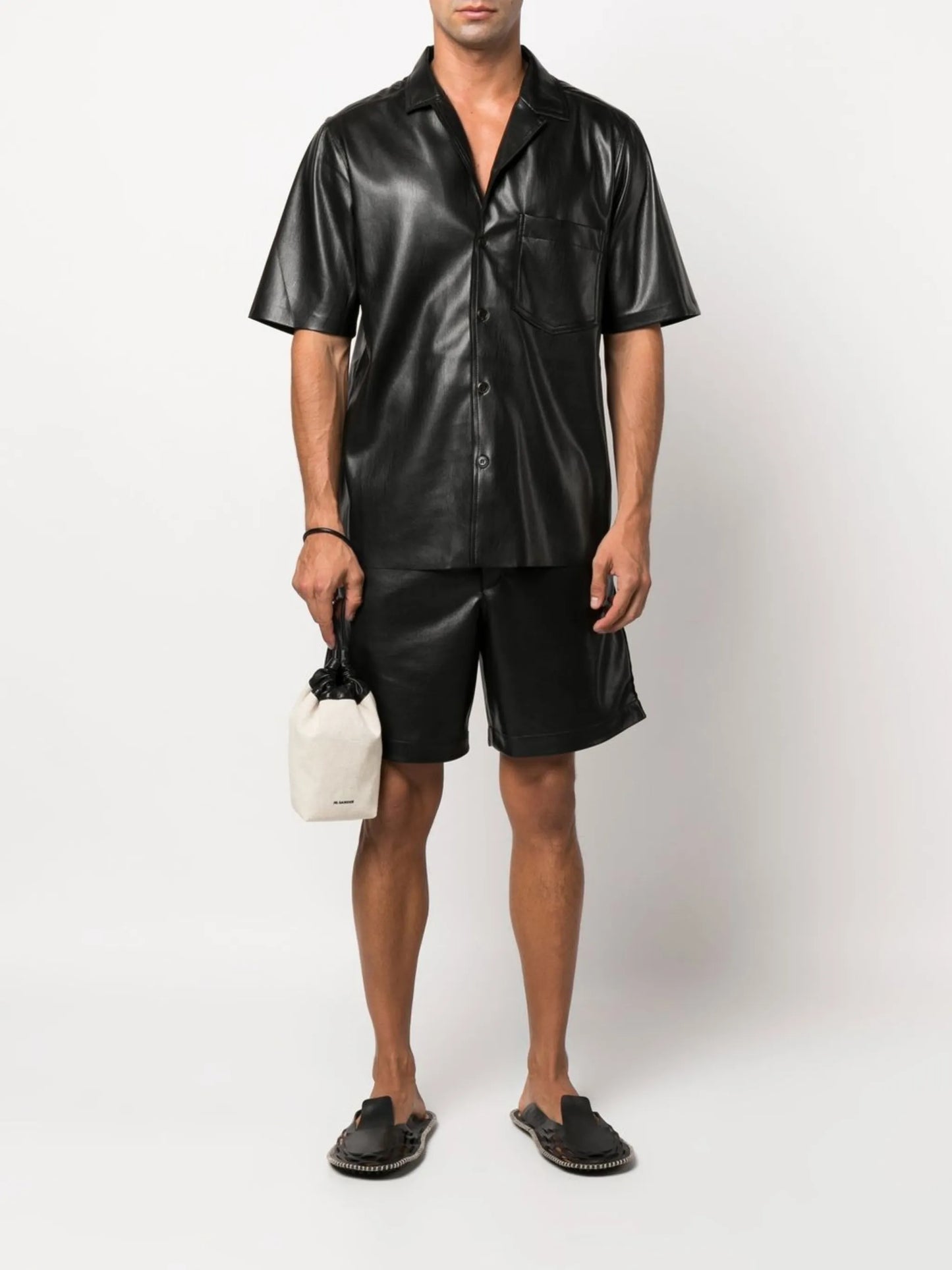 Camp faux-leather shirt