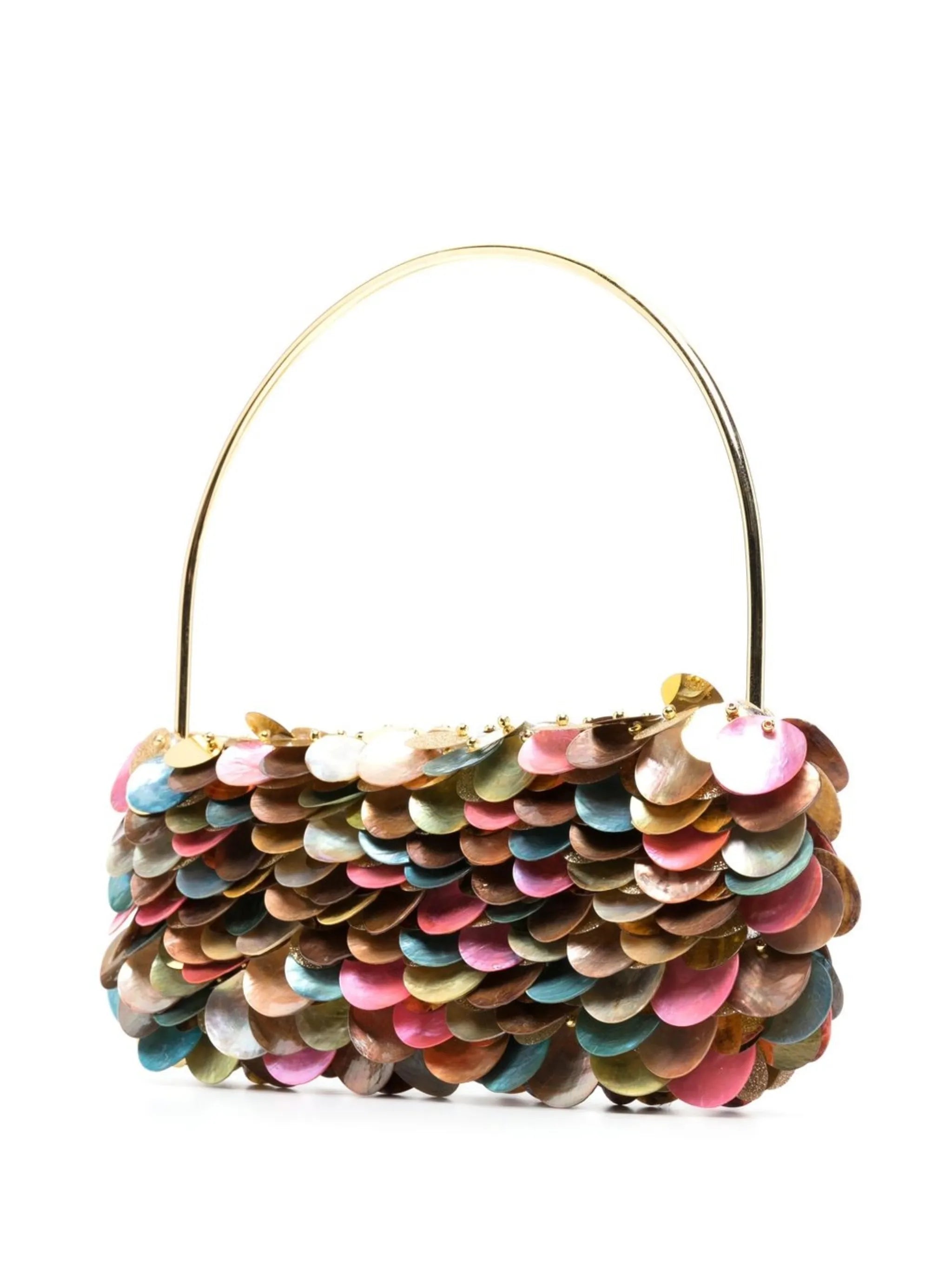 colour-block disc-detail bag